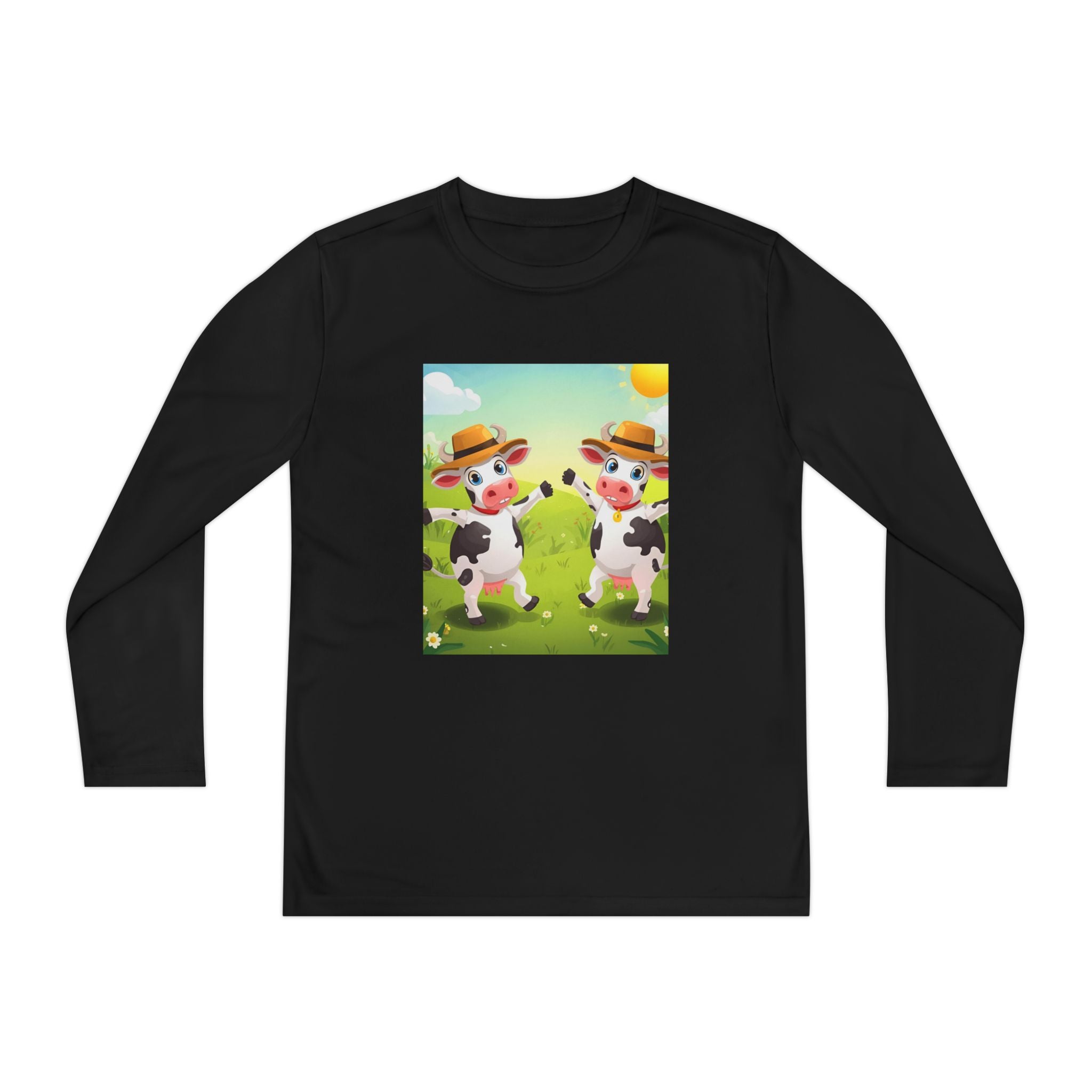 Cute Cows Farm Fun Youth Long Sleeve Competitor Tee