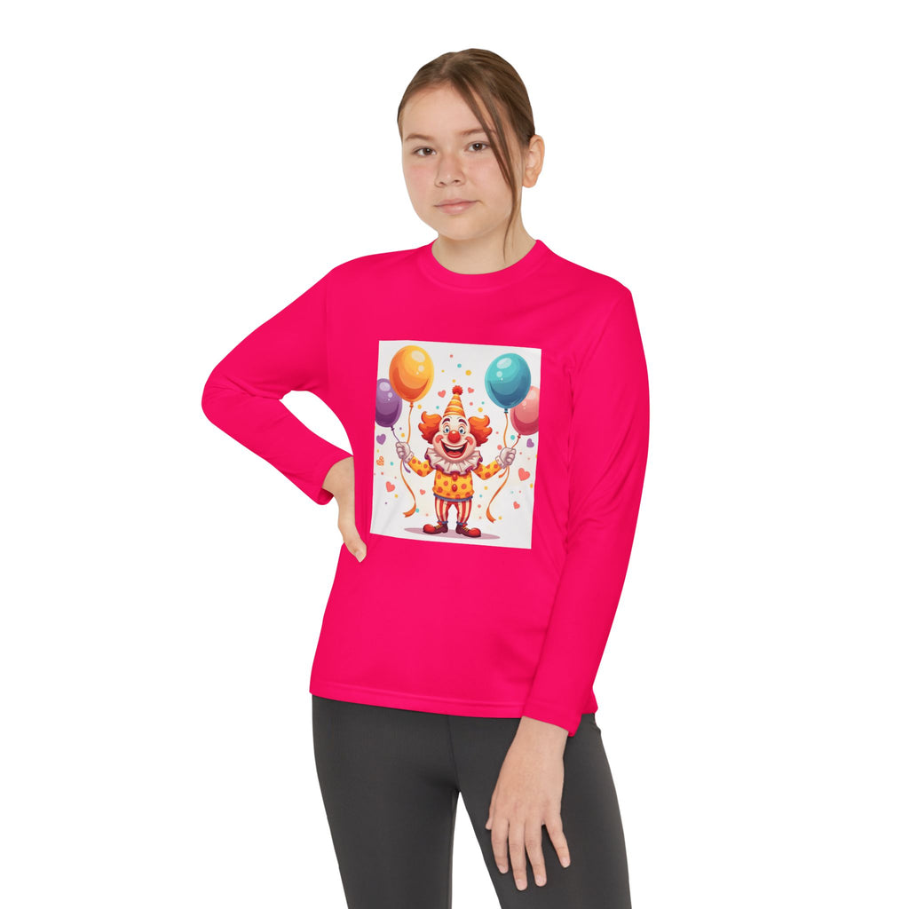 Birthday Clown With Balloons Youth Long Sleeve Competitor Tee