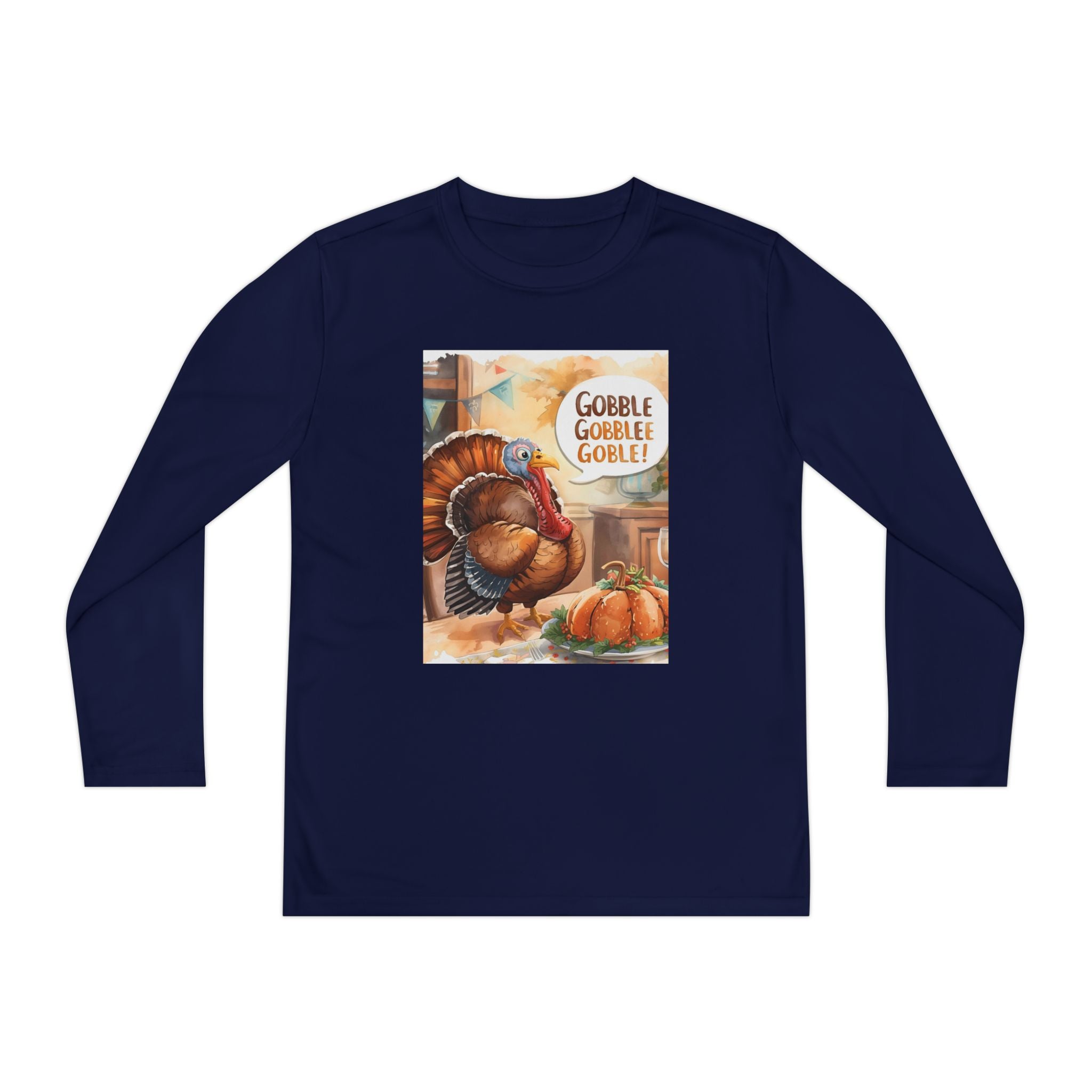 Thanksgiving Turkey Youth Long Sleeve Competitor Tee