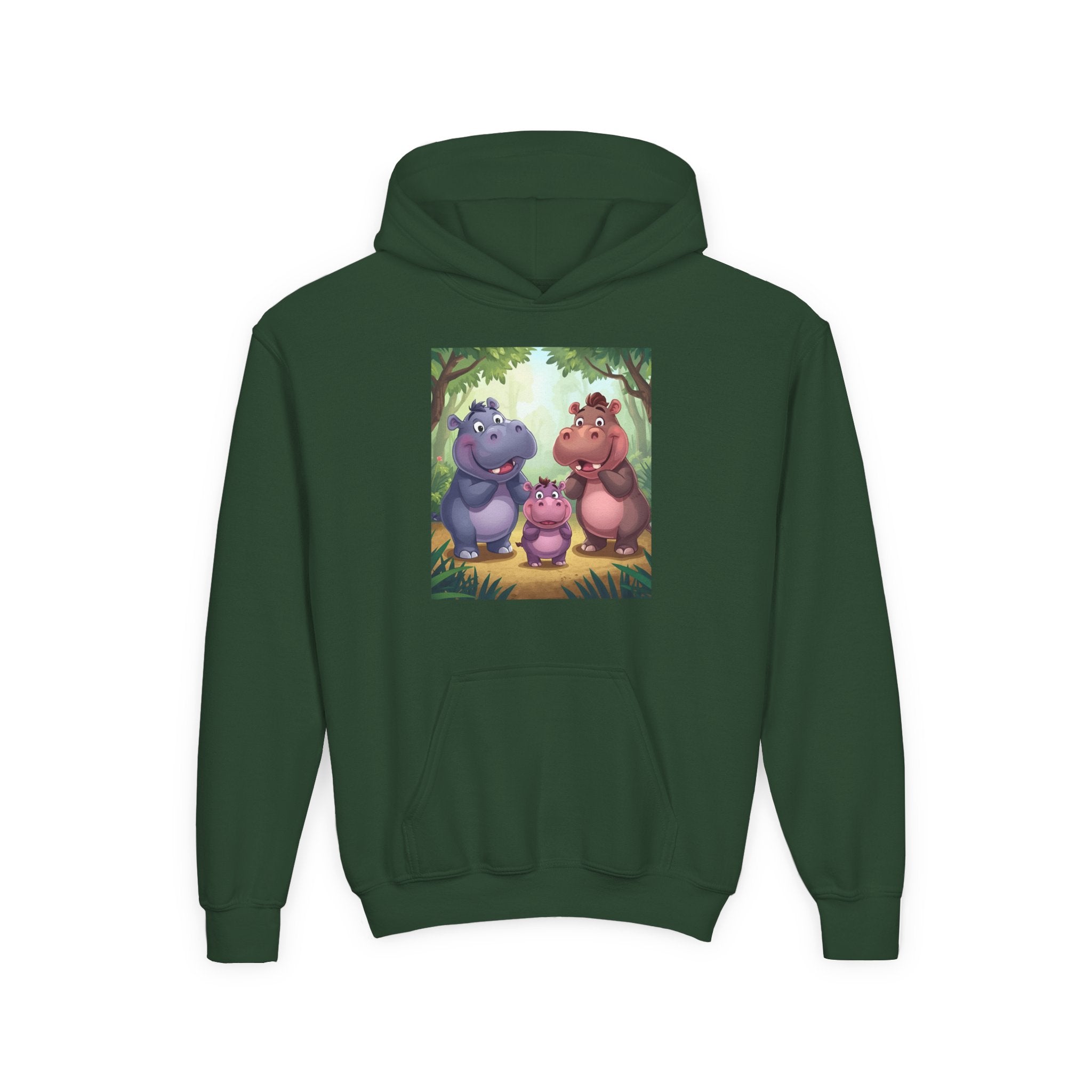 Hippo Cute Youth Heavy Blend Hooded Sweatshirt