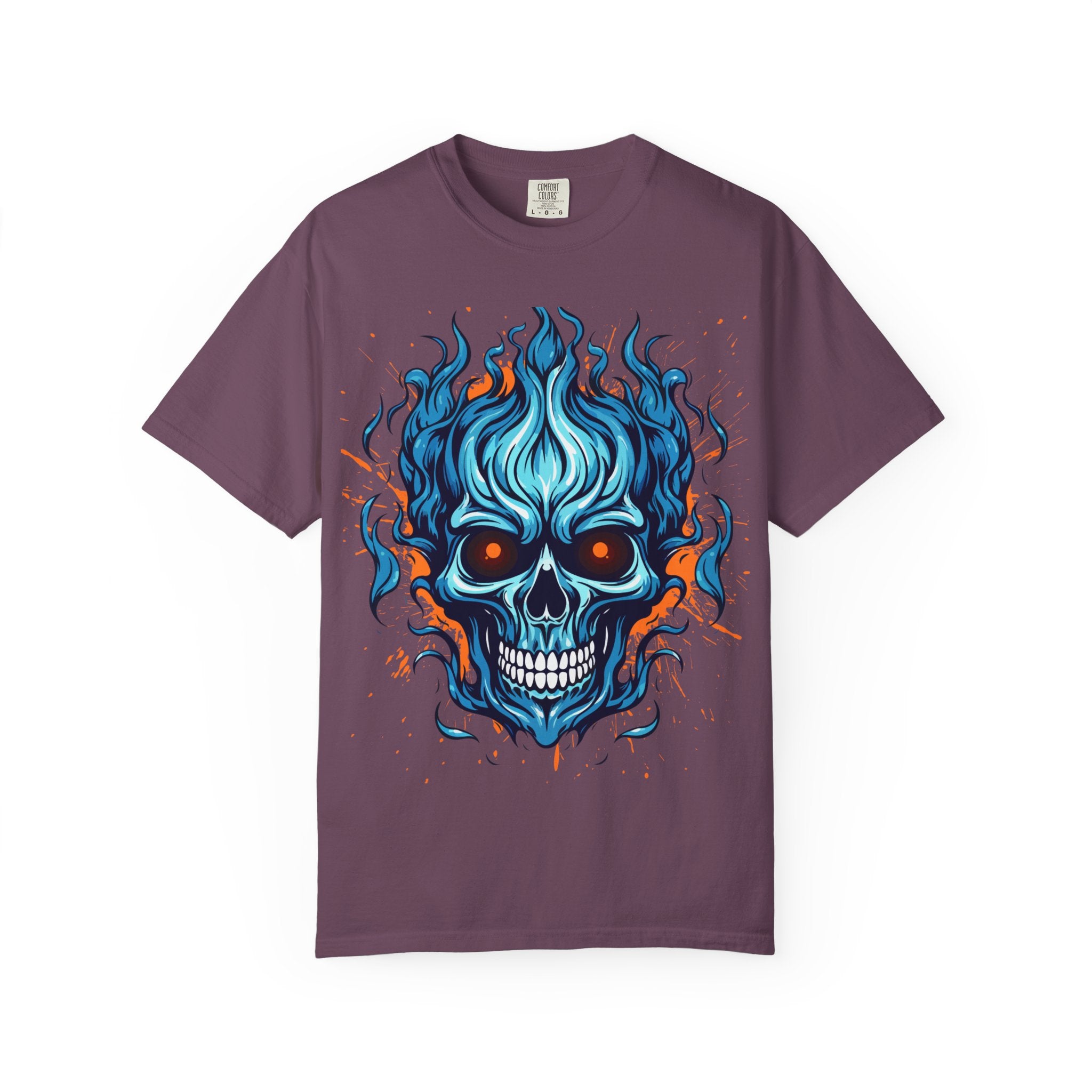 Flaming Skull T-Shirt, Unisex Graphic Tee, Edgy Casual Wear, Halloween Apparel, Gift for Rock Music Fans
