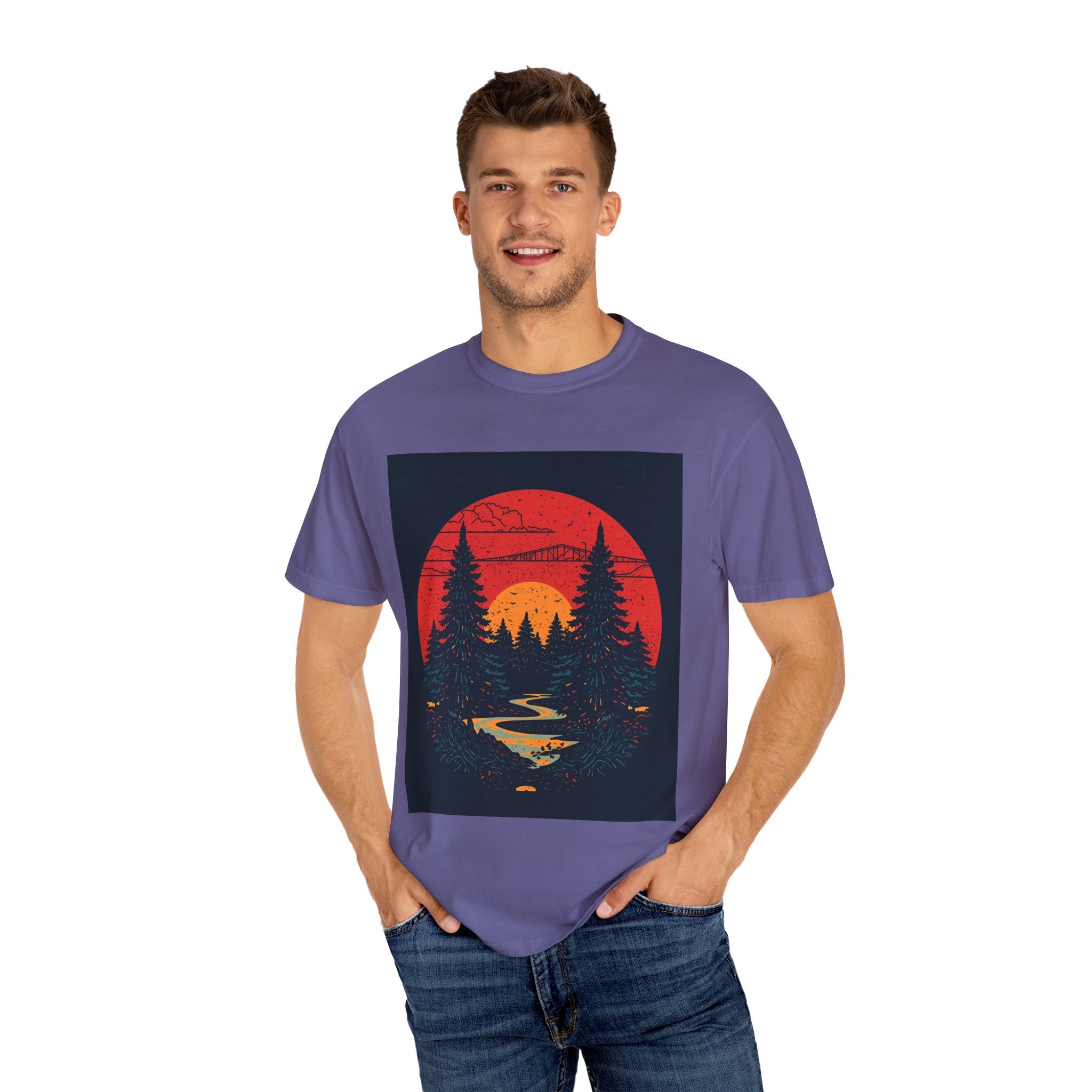 Nature Sunset Unisex T-shirt, Outdoor Adventure Tee, Camping Shirt, Hiking Gear, Mens and Womens Apparel
