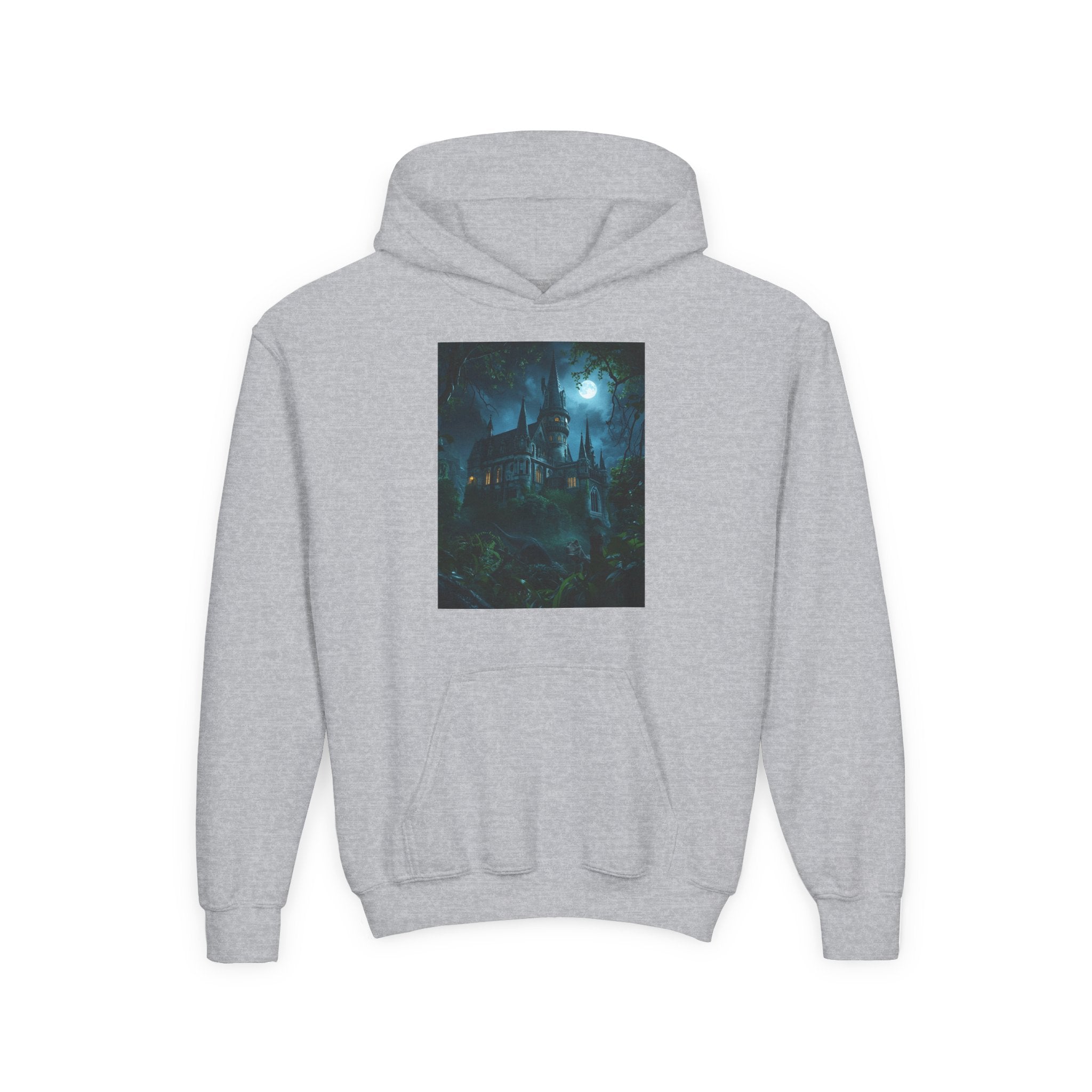 Mystical Night Scene Youth Hoodie | Perfect for Halloween, Cozy Days, Gifts for Kids, Adventure Apparel