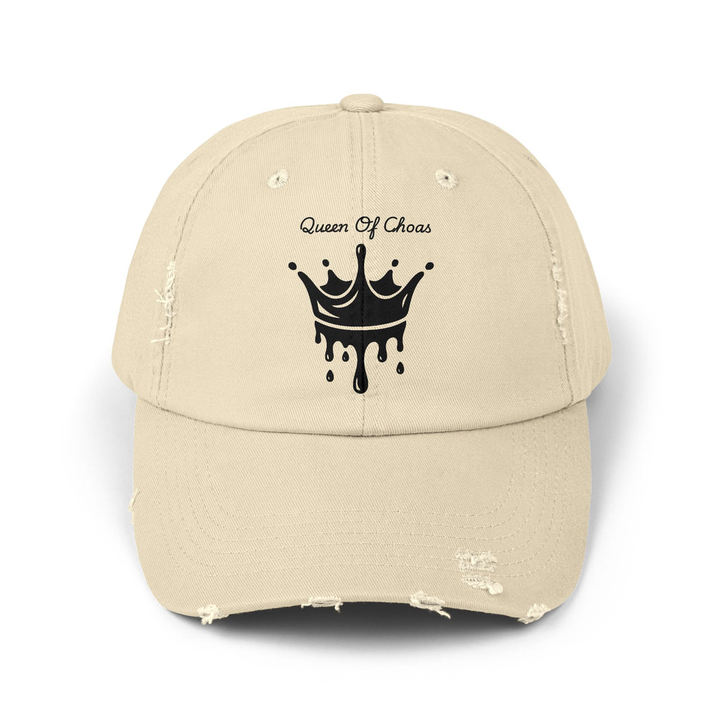 Stylish Unisex Distressed Cap with 'Queen of Chaos' Design, Trendy Hat, Perfect for Casual Outfits, Gift for Her, Fashion Accessories