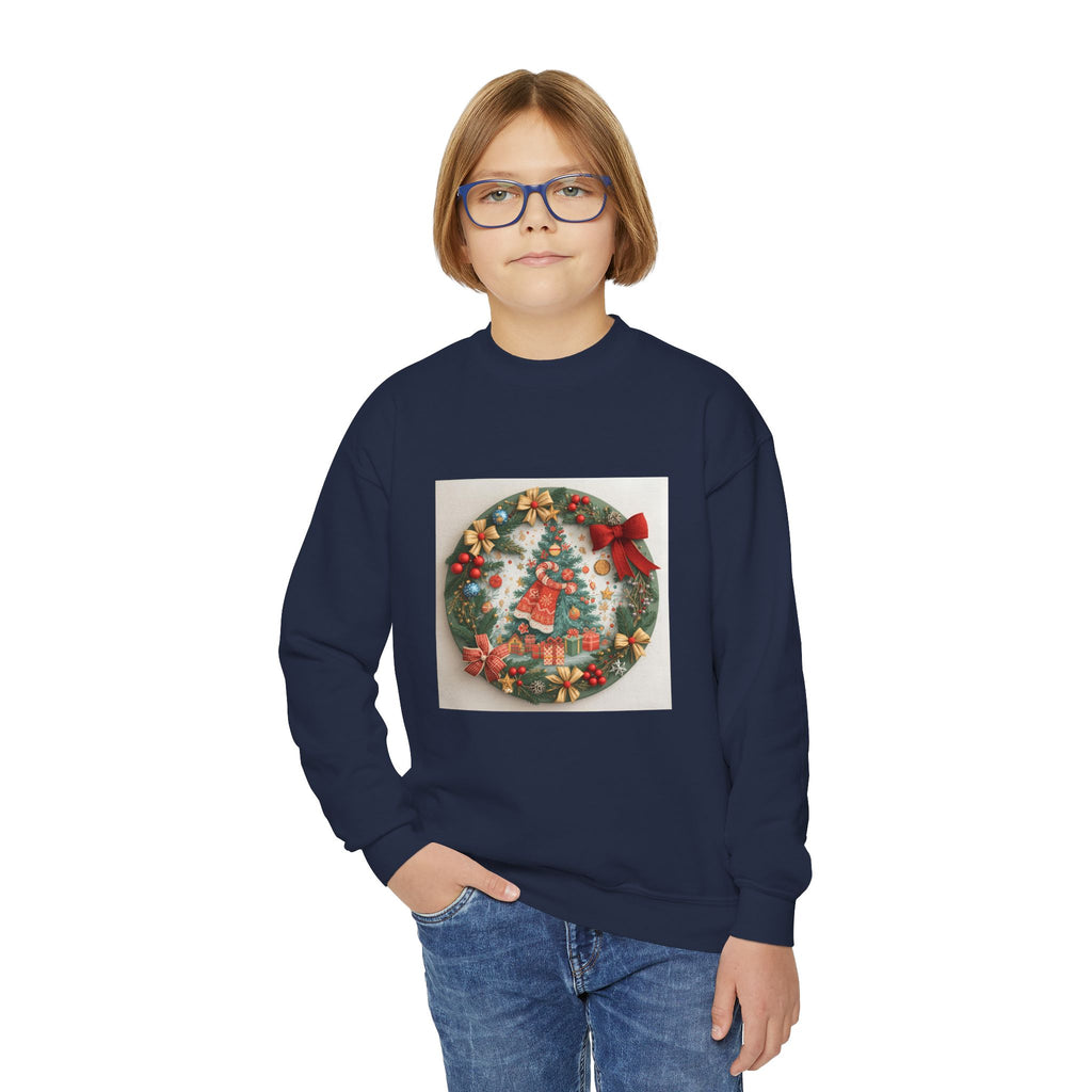 Christmas Wreath Youth Crewneck Sweatshirt
