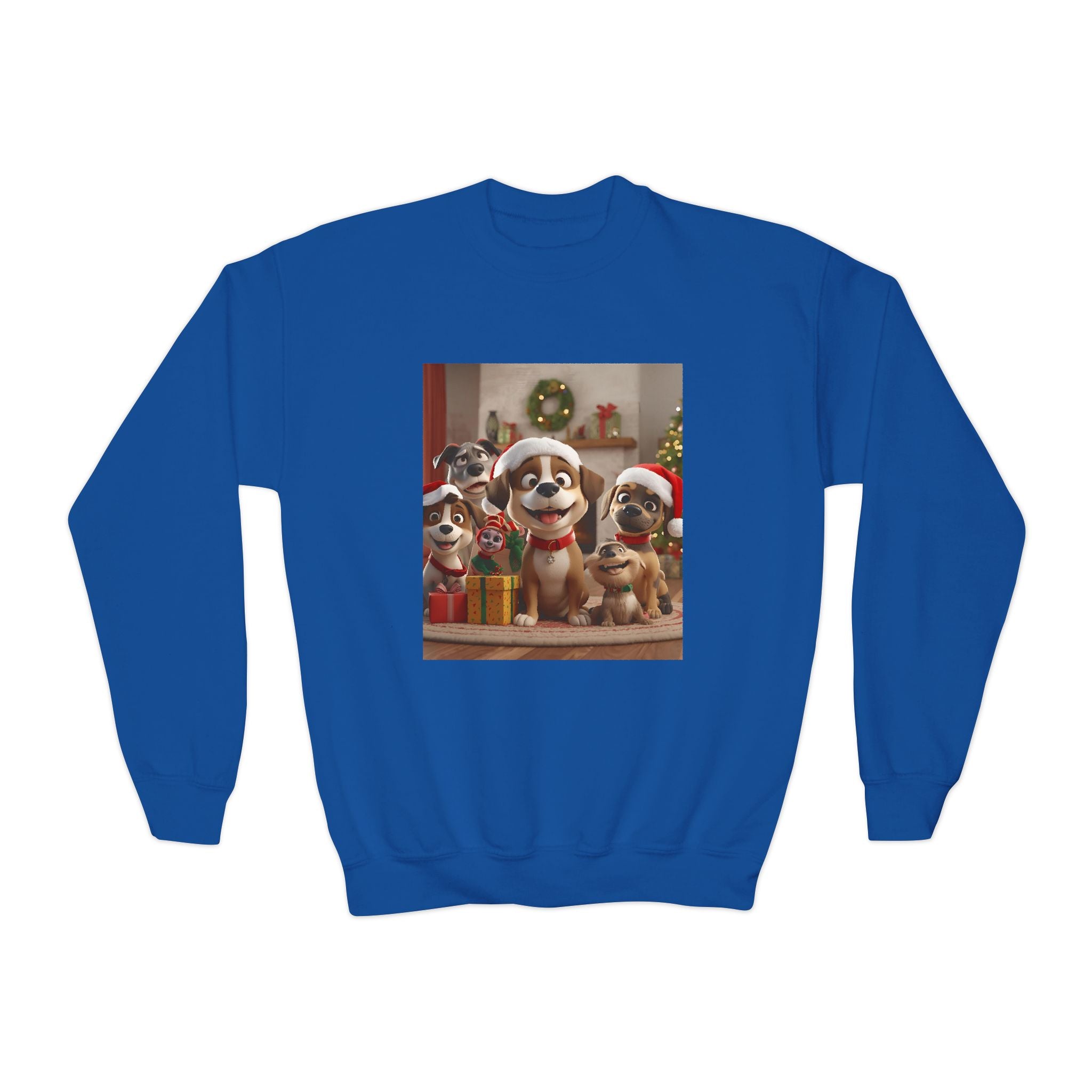Cute Christmas Festive Dogs Youth Crewneck Sweatshirt