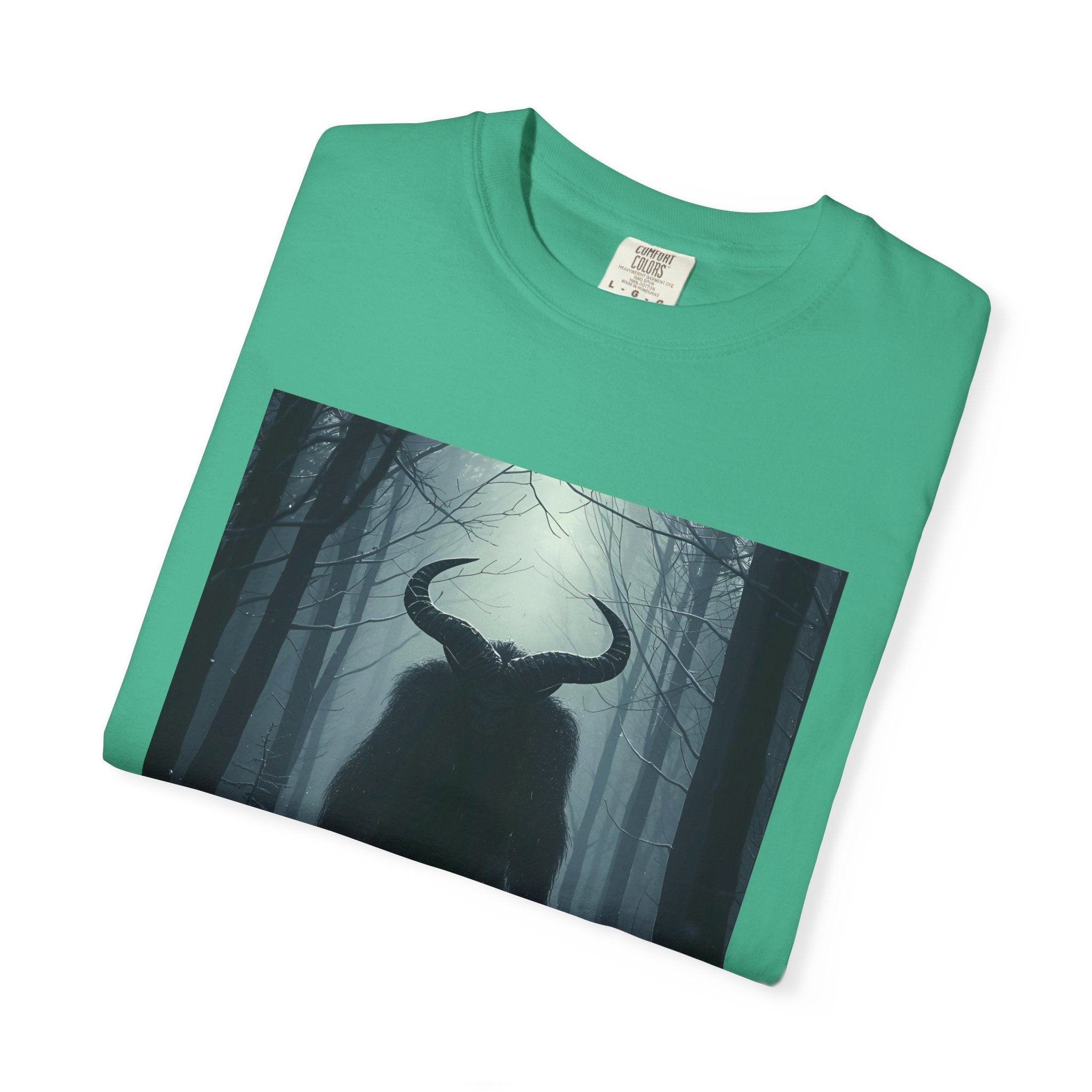 Spooky Forest Creature T-Shirt | Unisex Garment-Dyed Tee | Nature Lover Apparel, Graphic Tee, Gift for Him, Outdoor Adventure Wear