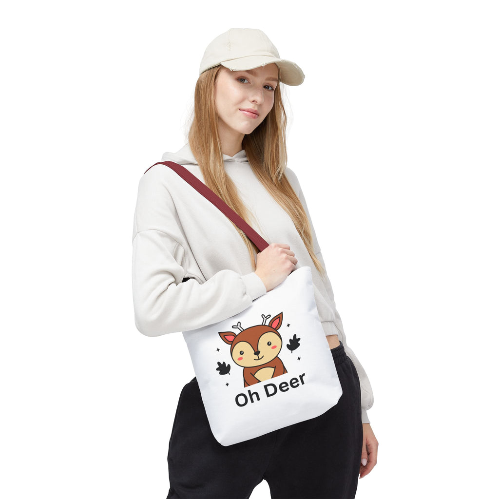 Oh Deer Cute Tote Bag - Forest Animal Lover Gift, Fun Shopper Bag, Eco-Friendly Tote, Animal Print Carryall, Unique Gift for Kids