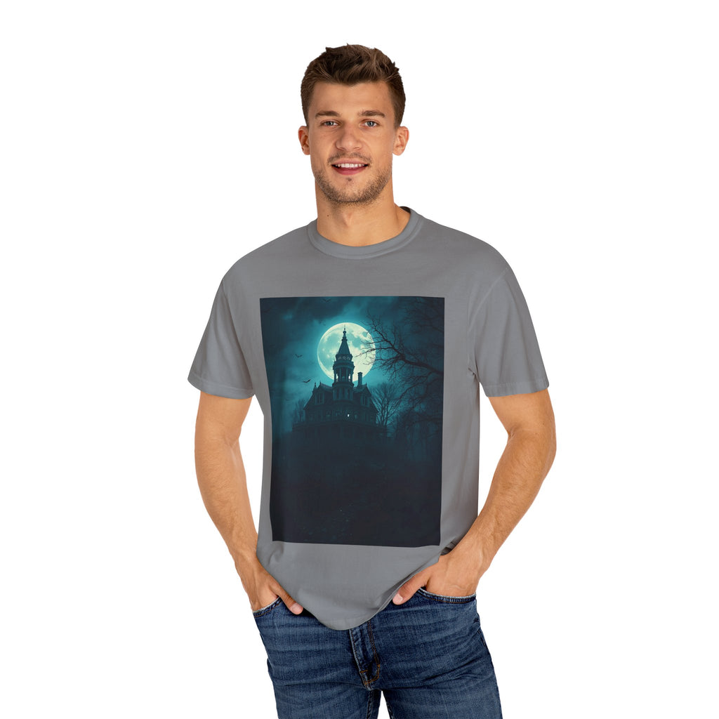 Haunted Moonlit Castle Unisex T-shirt, Gothic Tee, Halloween Apparel, Vintage Style Shirt, Alternative Fashion, Spooky Gift