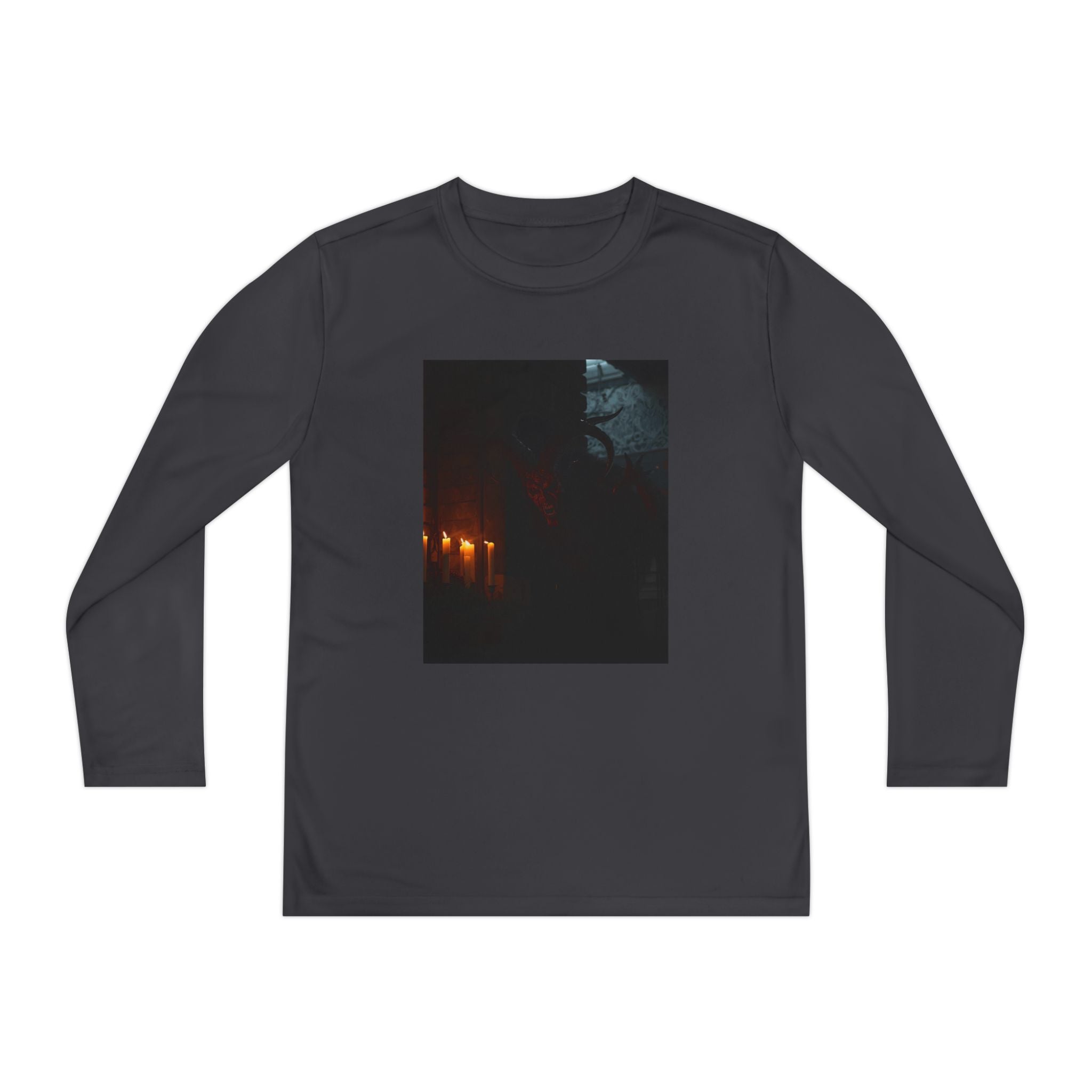 Spooky Halloween Pumpkin Shadow Youth Long Sleeve Competitor Tee