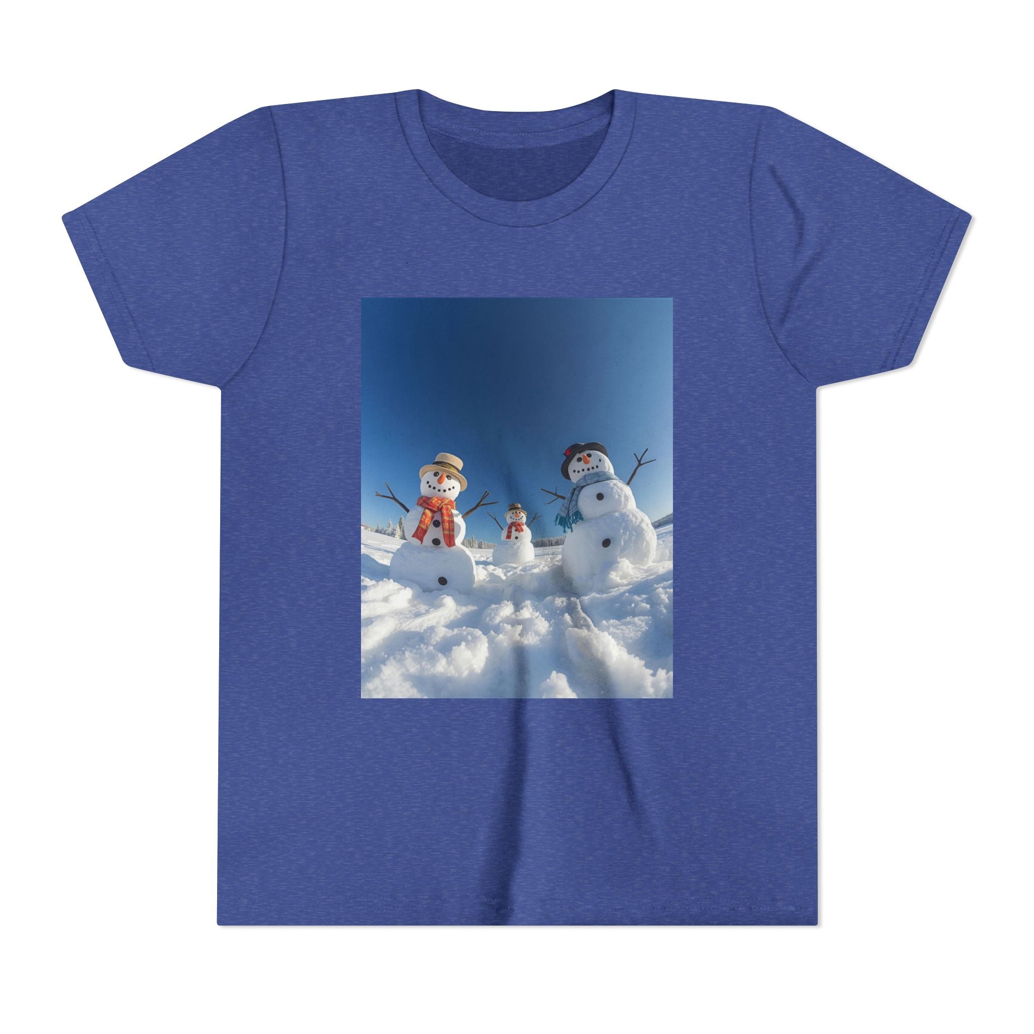 Festive Christmas Snowman Family Youth Short Sleeve Tee
