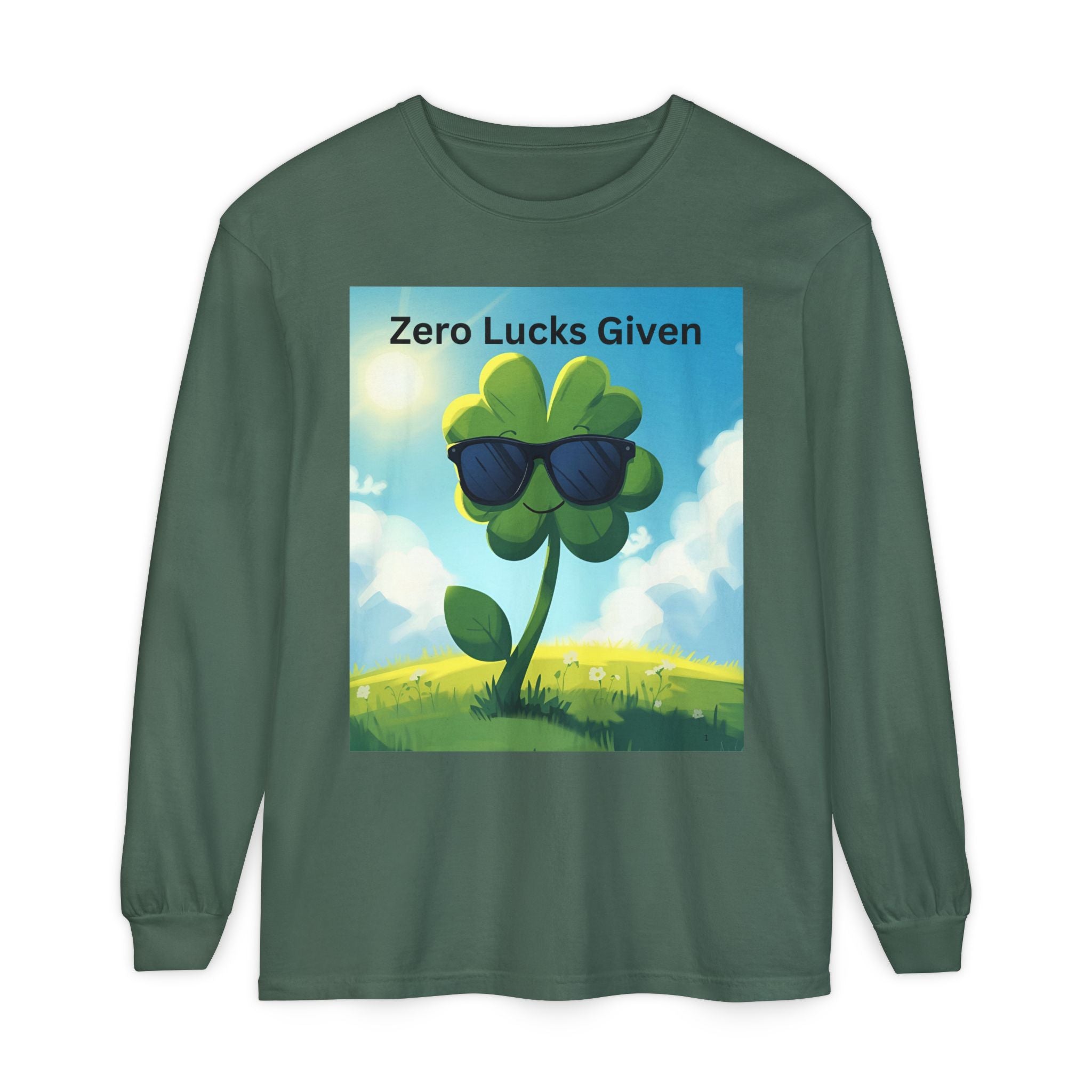 Zero Lucks Given Unisex Garment-dyed Long Sleeve T-Shirt