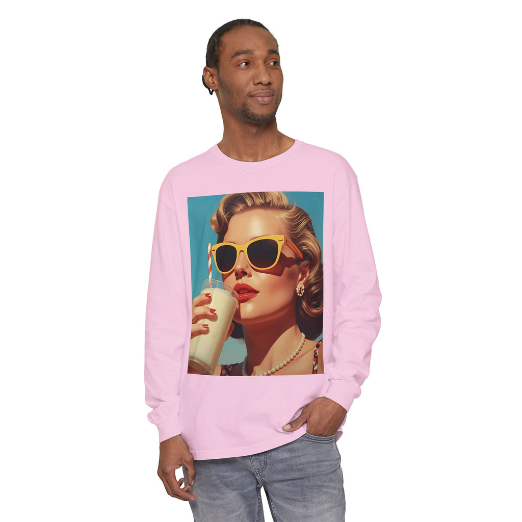 Retro Pop Art Long Sleeve T-Shirt, Vintage Graphic Tee, Fashion Top, Summer Style shirt, Gift for Art Lovers, Casual Wear