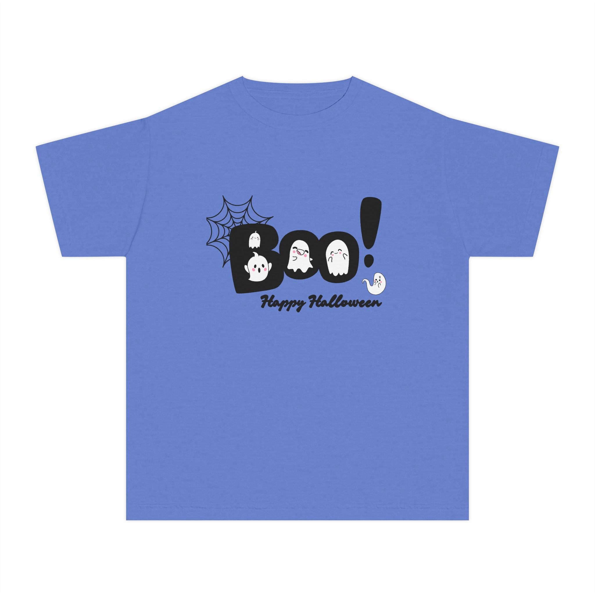 Cute Halloween Youth Tee, 'Boo!' Graphic Tee, Kids Halloween Shirt, Trick-or-Treat Apparel, Spooky Holiday T-Shirt