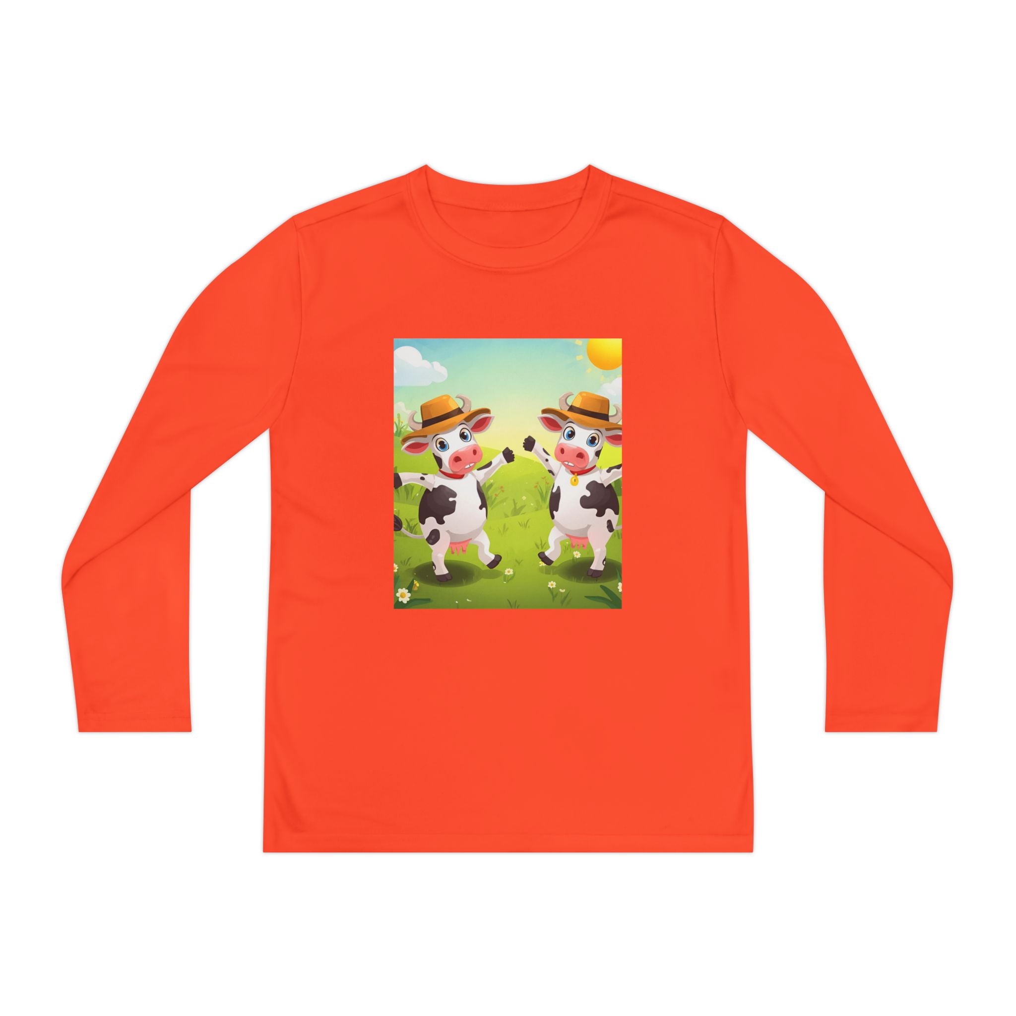 Cute Cows Farm Fun Youth Long Sleeve Competitor Tee