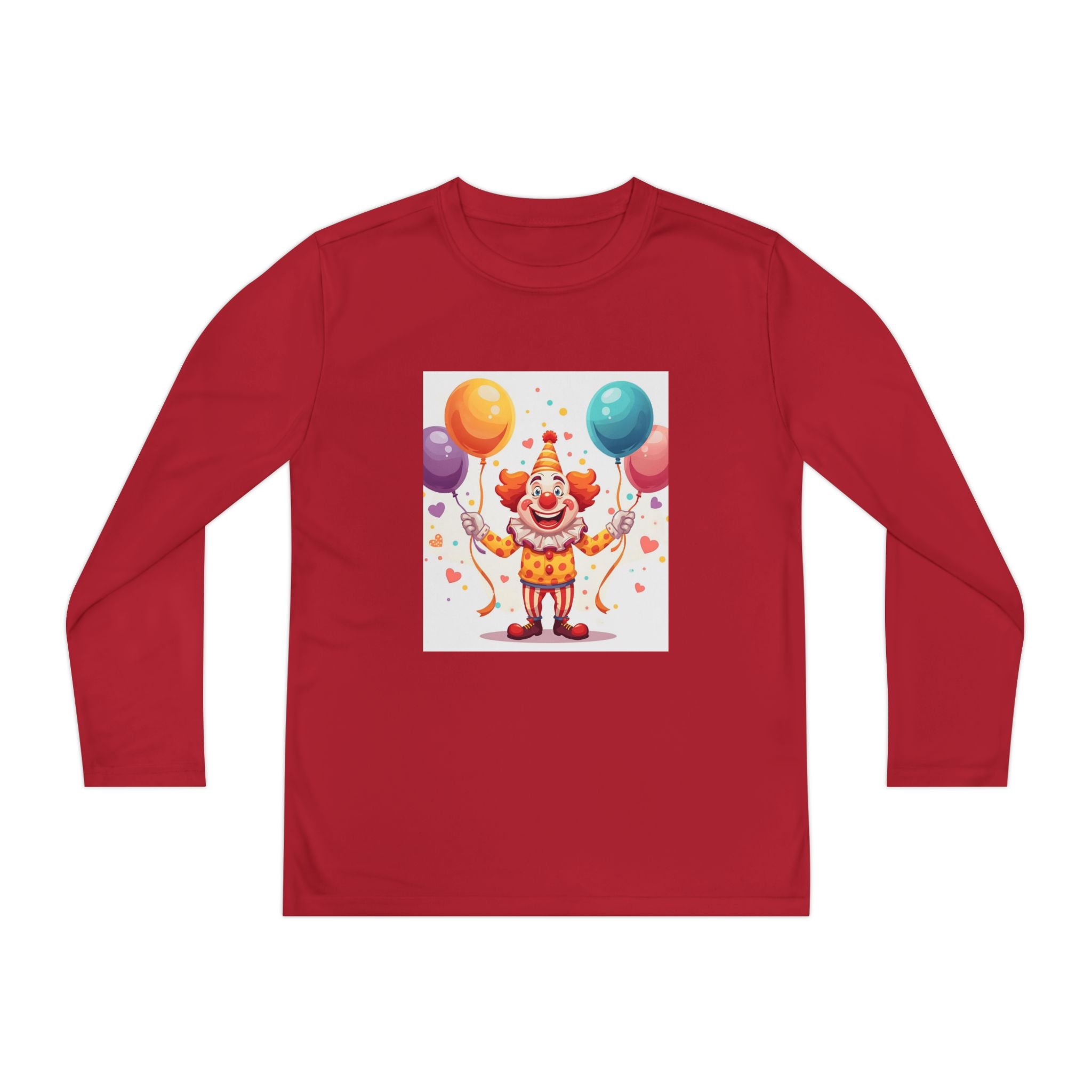 Birthday Clown With Balloons Youth Long Sleeve Competitor Tee