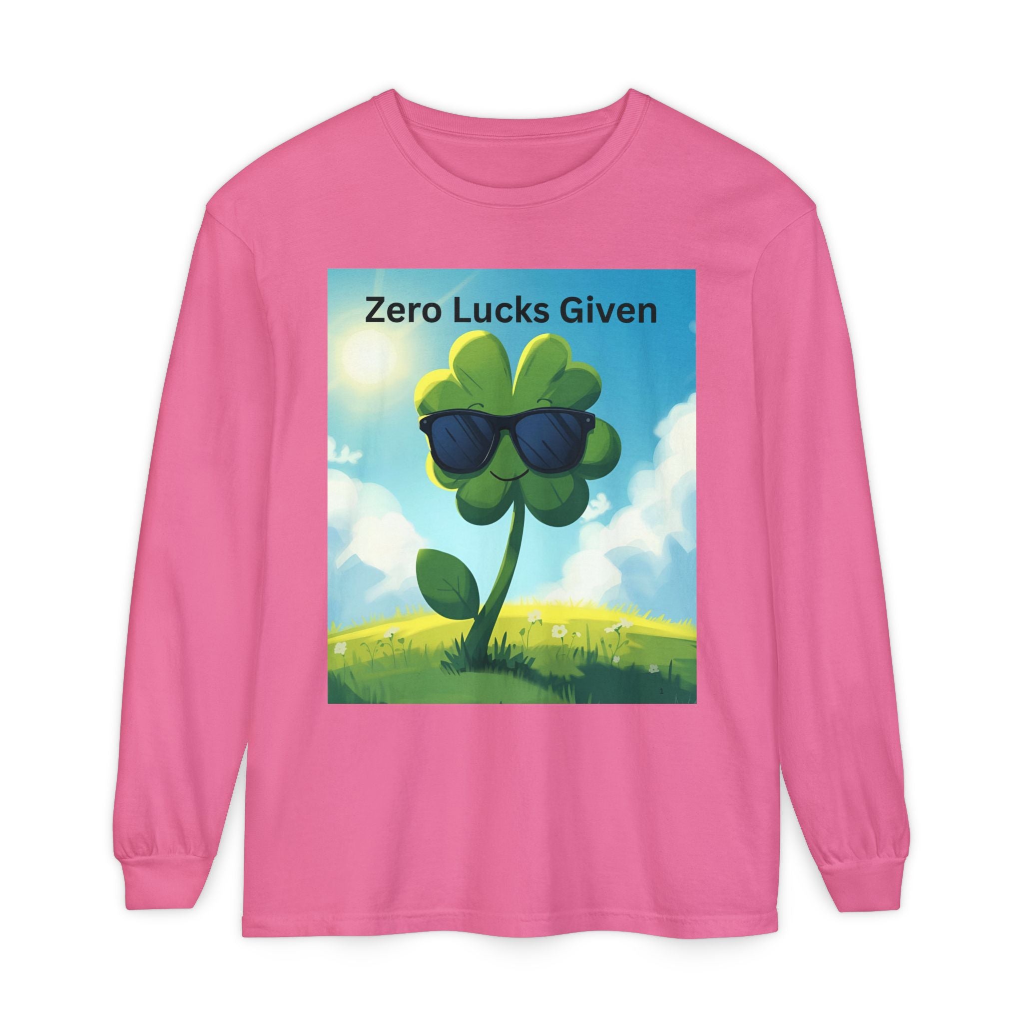 Zero Lucks Given Unisex Garment-dyed Long Sleeve T-Shirt