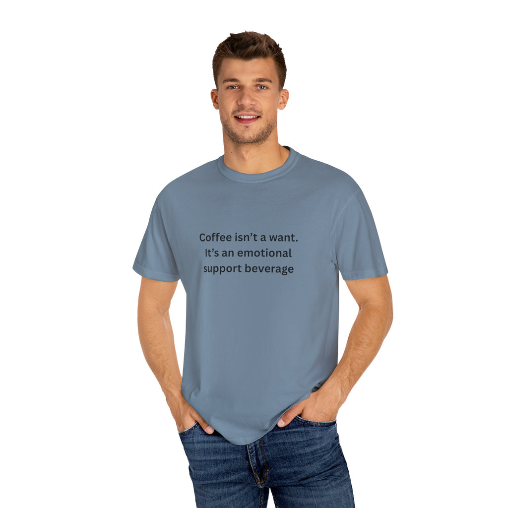 Coffee Support Unisex T-shirt, Emotional Support Beverage Tee, Gift for Coffee Lovers, Casual Wear, Funny Coffee Shirt