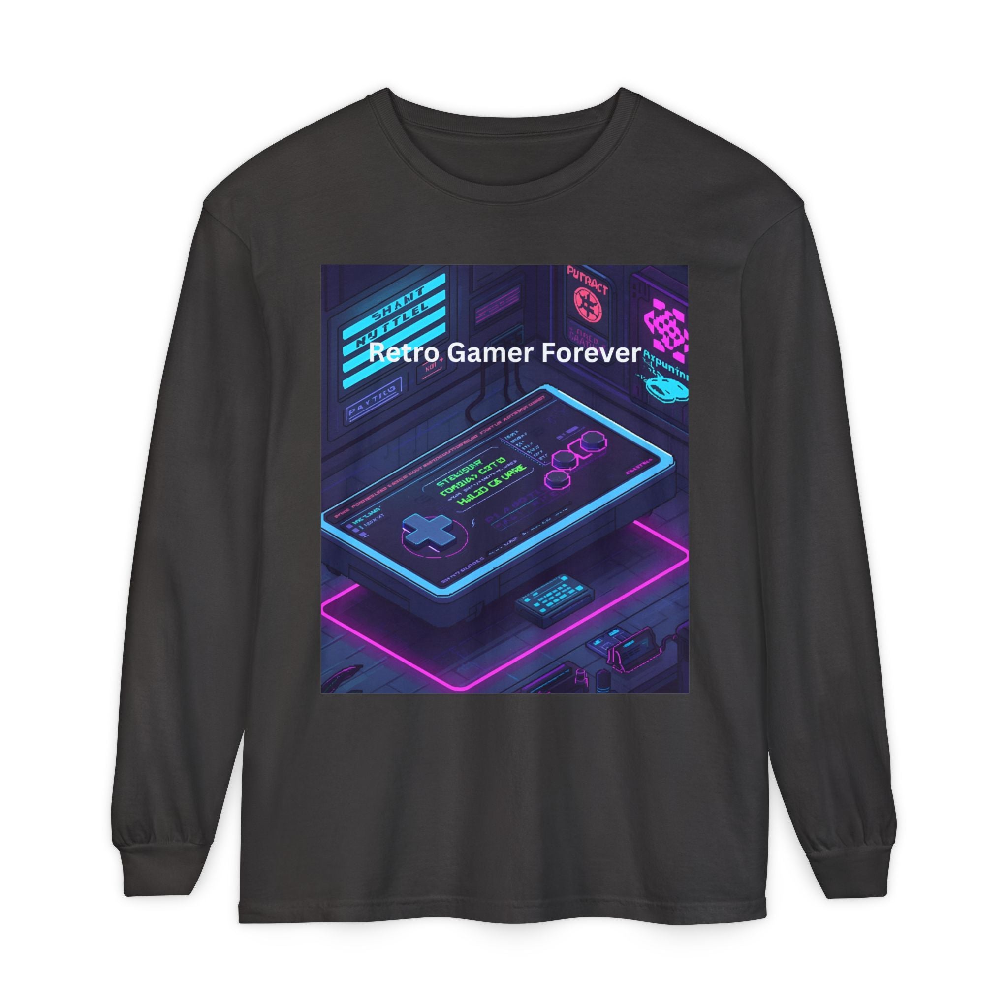 Retro Game Controller Unisex Garment-dyed Long Sleeve T-Shirt