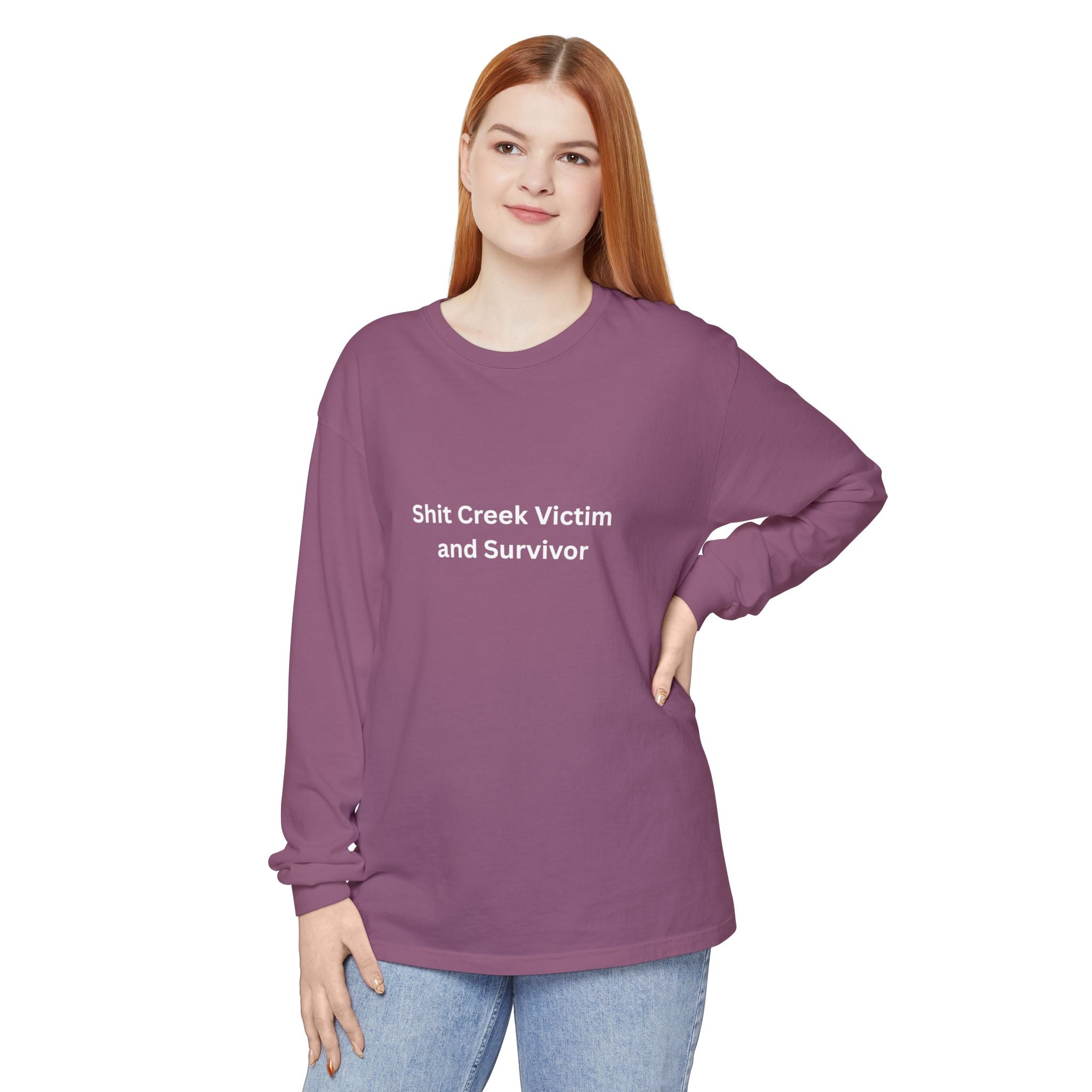 Shit Creek Survivor Long Sleeve T-Shirt, Funny Gift, Casual Wear, Humor Shirt, Birthday Gift, Unisex Apparel