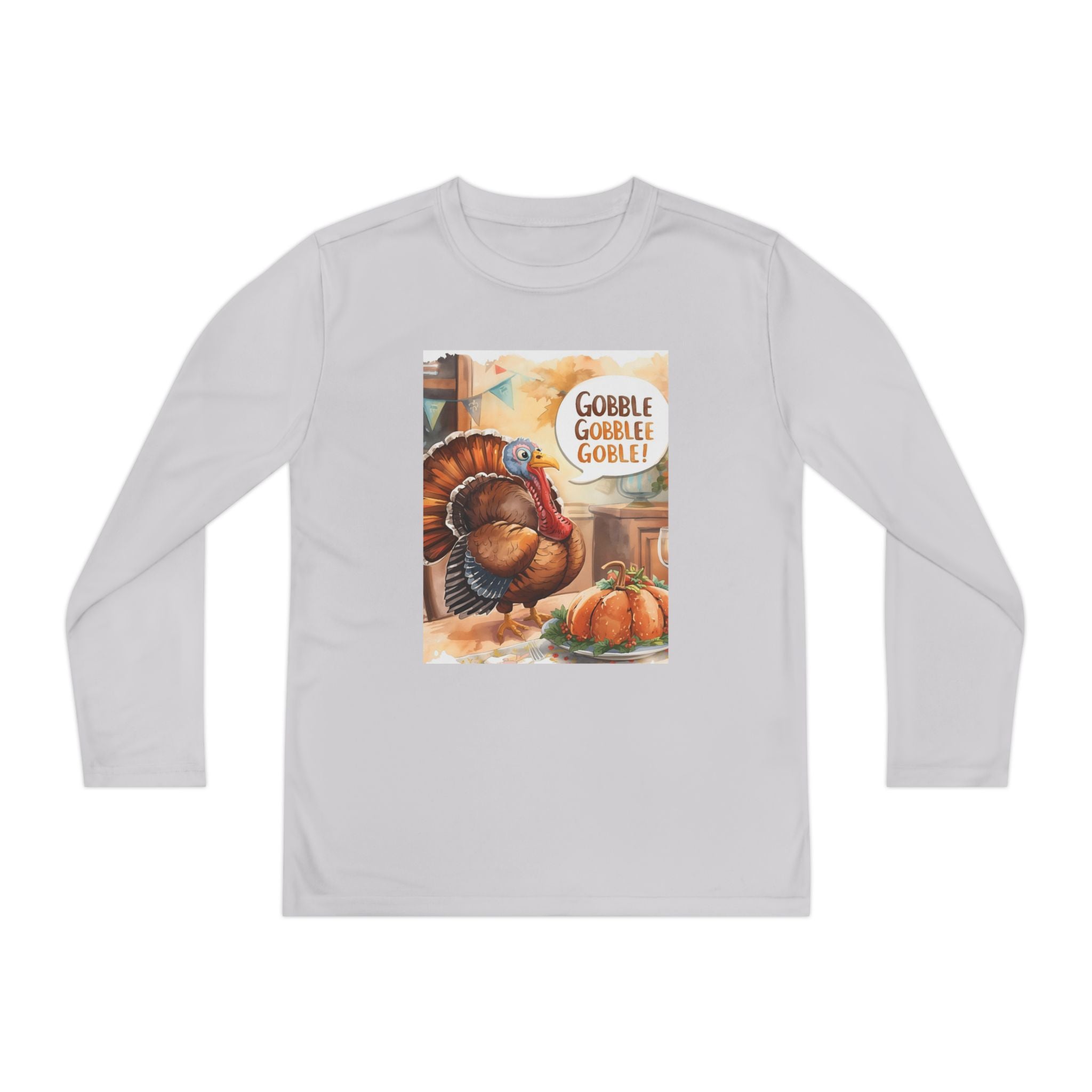 Thanksgiving Turkey Youth Long Sleeve Competitor Tee