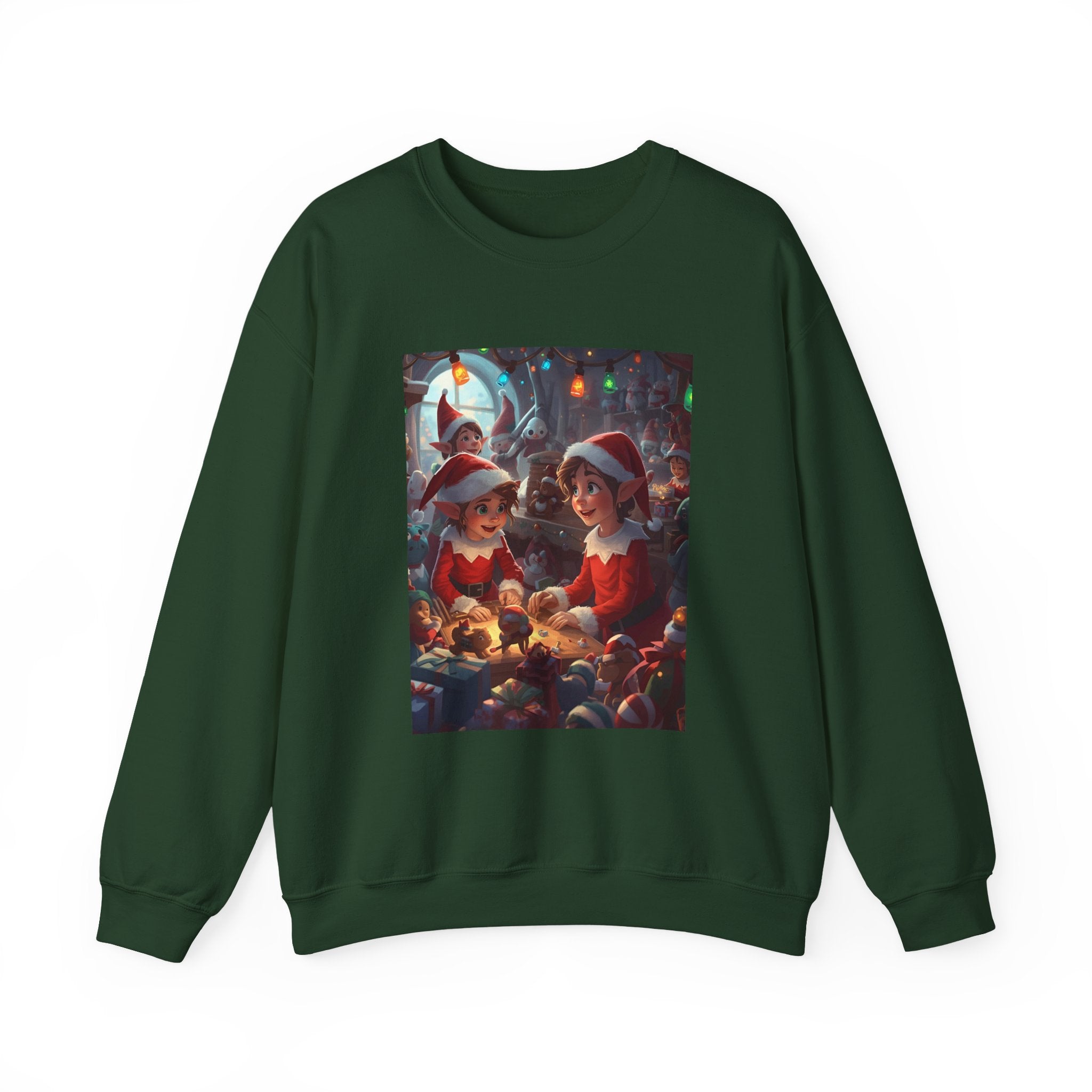 Christmas Elf Illustrative Sweatshirt, Christmas Gift, Holiday Apparel, Cozy Sweatshirt, Unisex Crewneck
