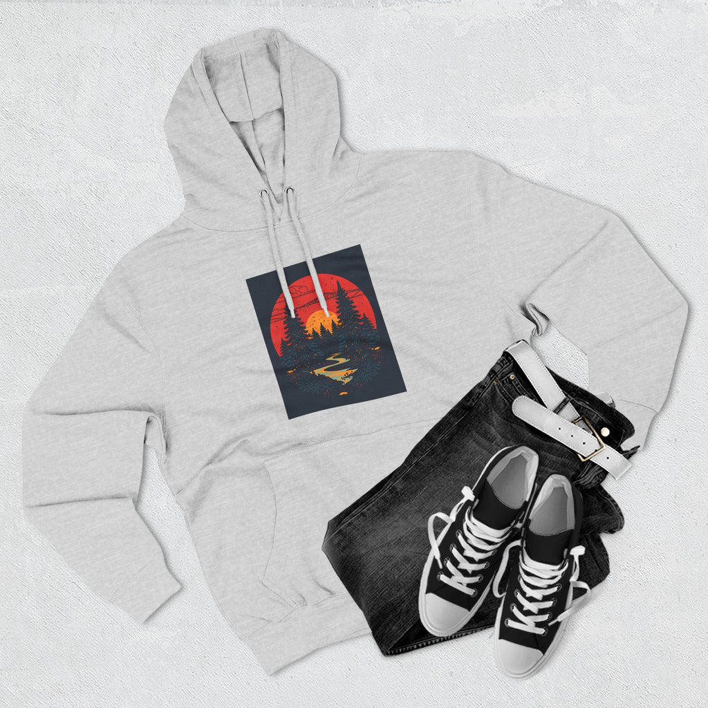 Cozy Nature Sunset Hoodie, Graphic Fleece Sweatshirt, Outdoor Apparel, Fall Fashion, Gift for Nature Lovers, Winter Wear