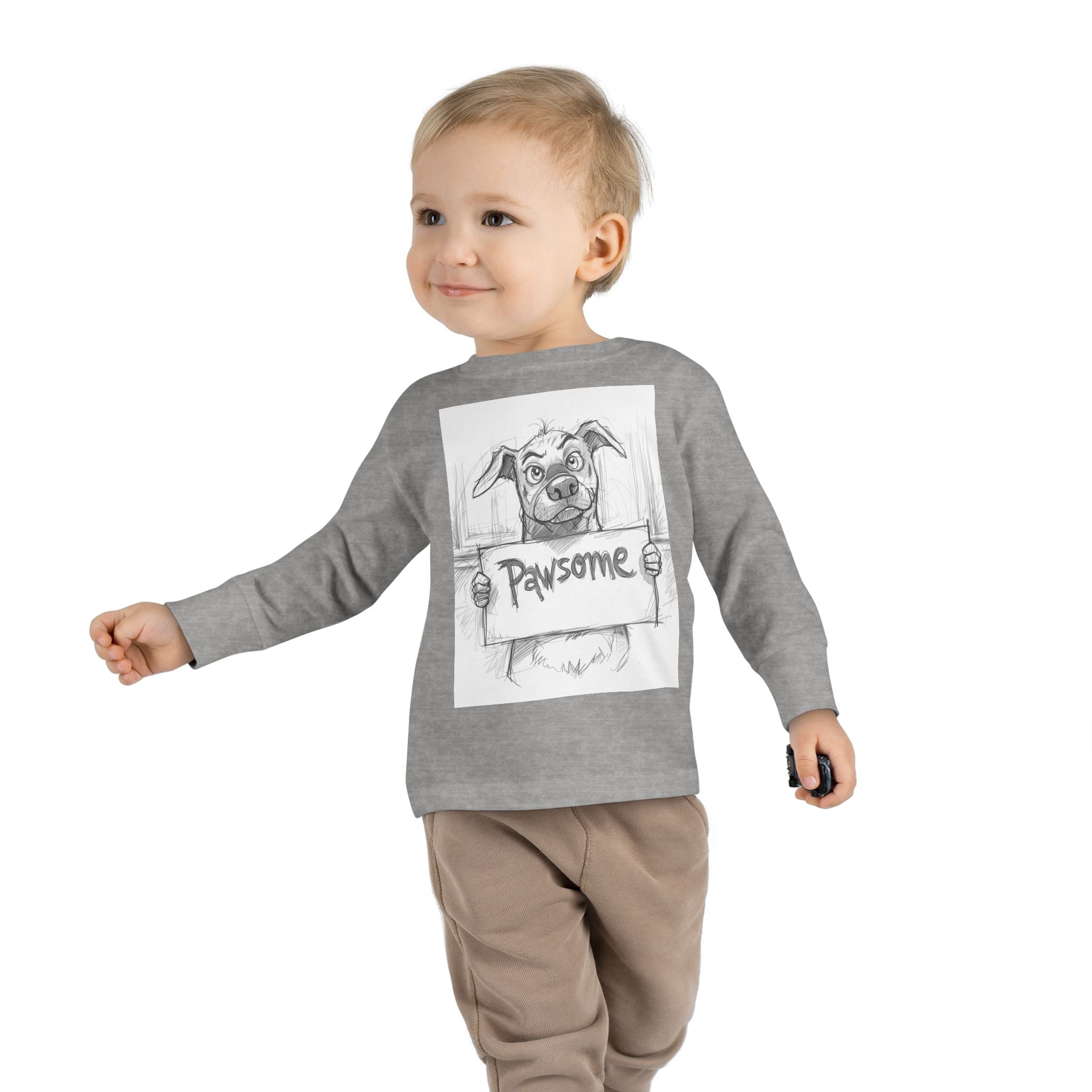 Pawsome Toddler Long Sleeve Tee, Cute Dog Shirt, Pet Lovers Gift, Kids Apparel, Funny Animal Tee, Birthday Gift