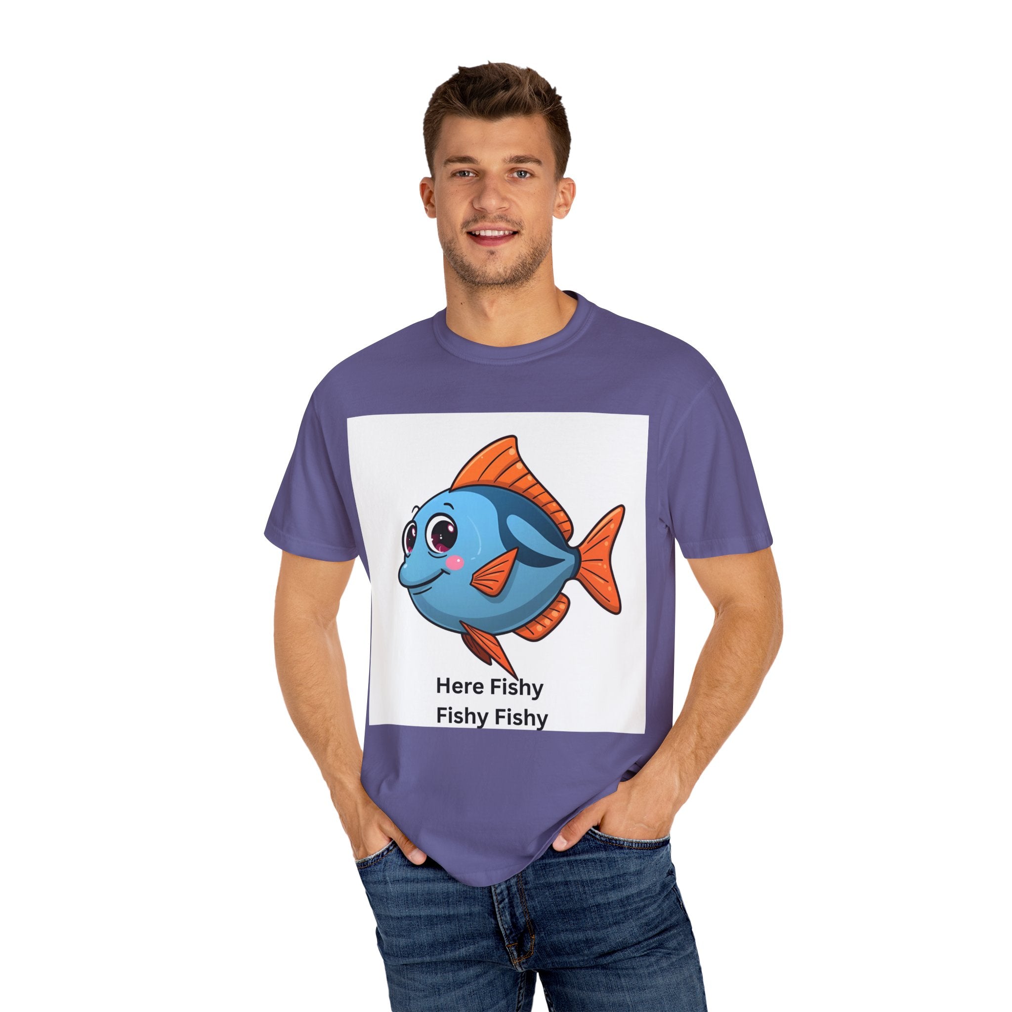 Here Fishy Fishy Fishy Unisex Garment-Dyed T-shirt