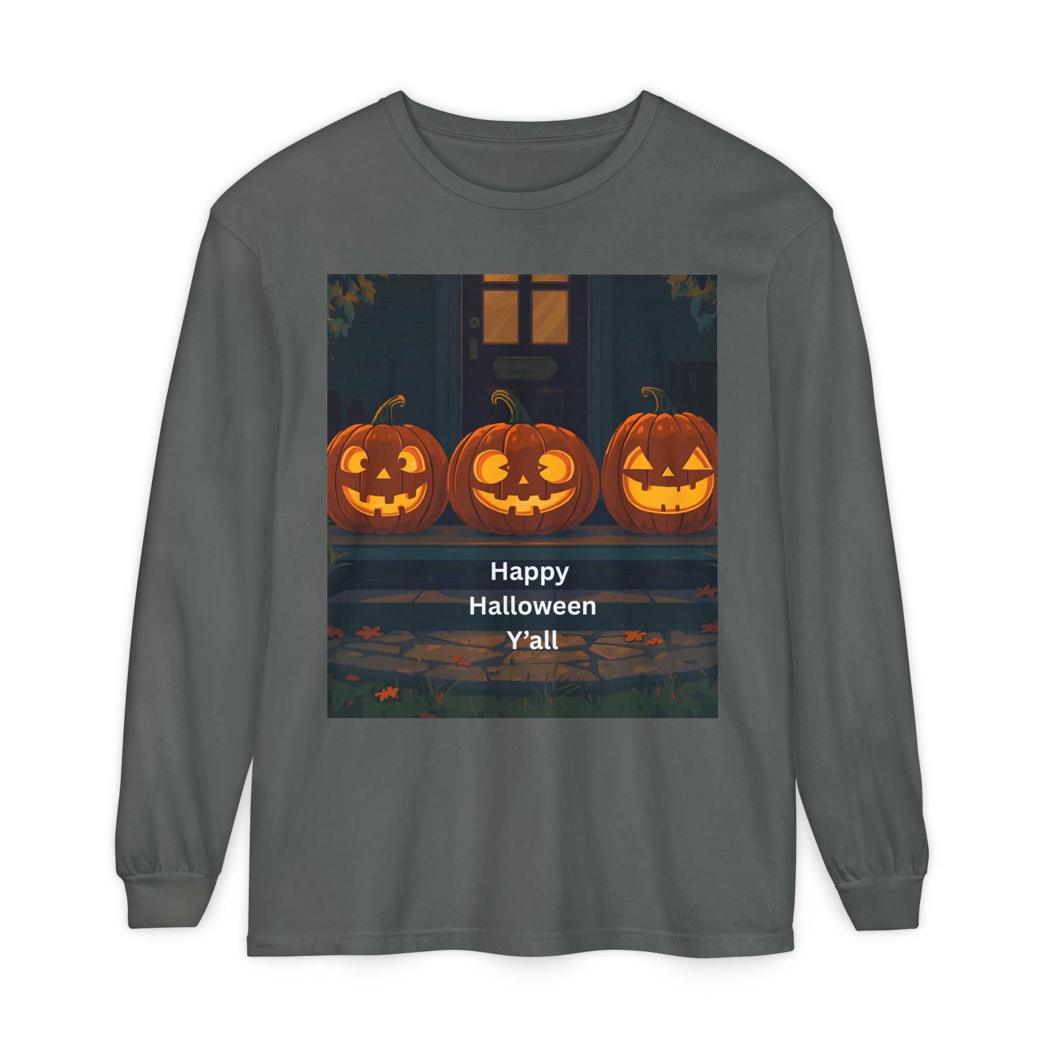 Halloween Pumpkin Long Sleeve T-Shirt, Fall Apparel, Comfortable Shirt, Unisex Halloween Tee, Seasonal Gift, Spooky Vibes
