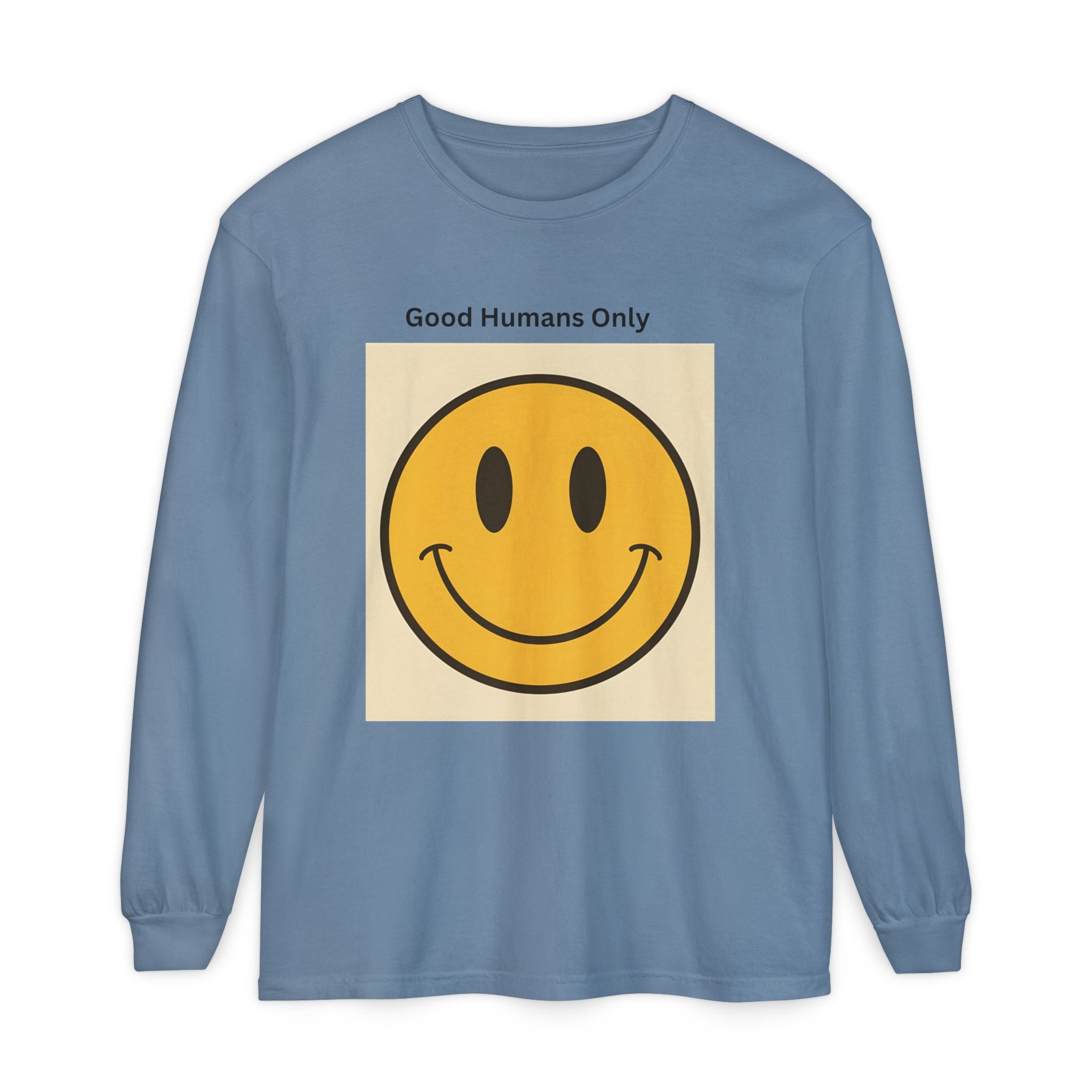 Smiley Face Unisex Garment-dyed Long Sleeve T-Shirt