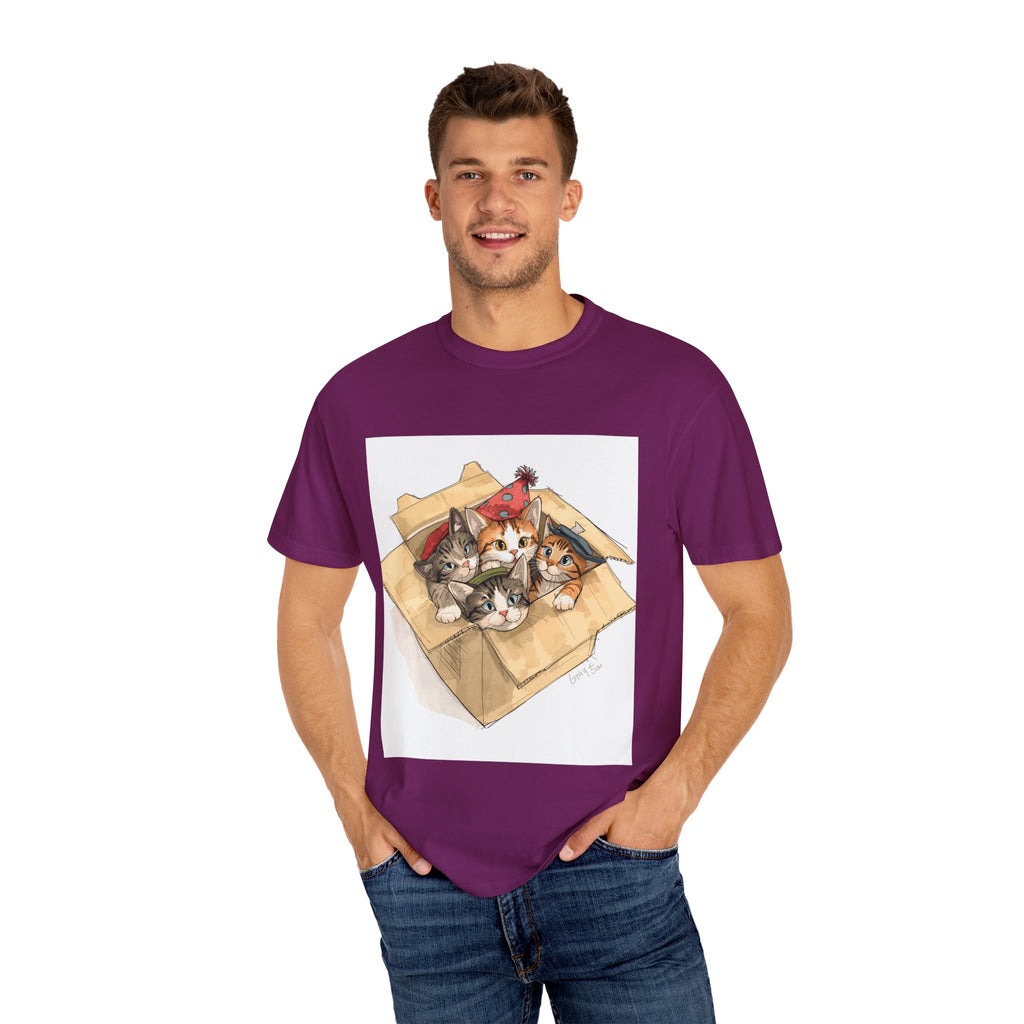 Cute Kittens In Box Unisex Garment-Dyed T-shirt