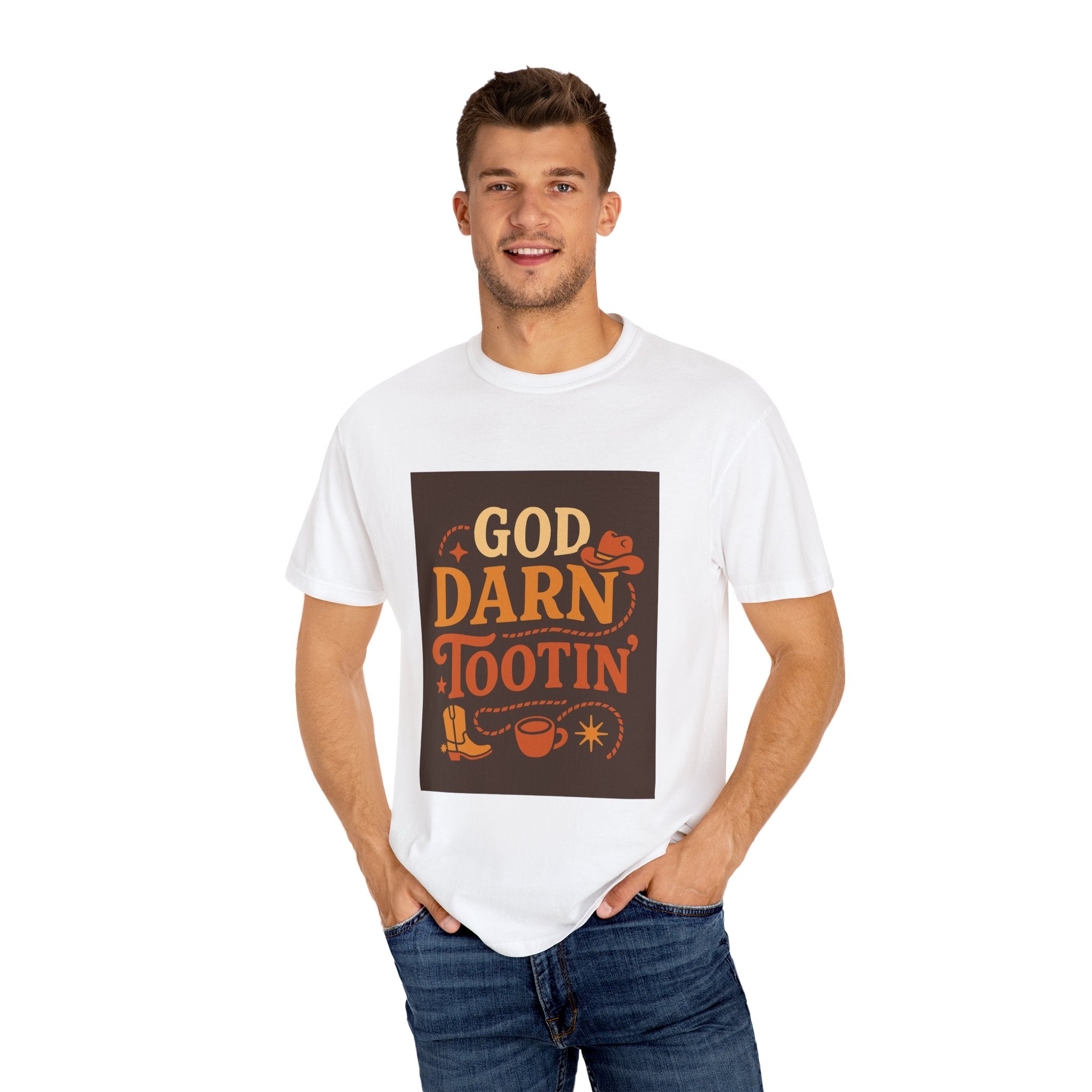 Vintage-Inspired Unisex T-Shirt with 'God Darn Tootin' Graphic - Perfect for Cowpoke Gatherings, Western Themed Events, Gift