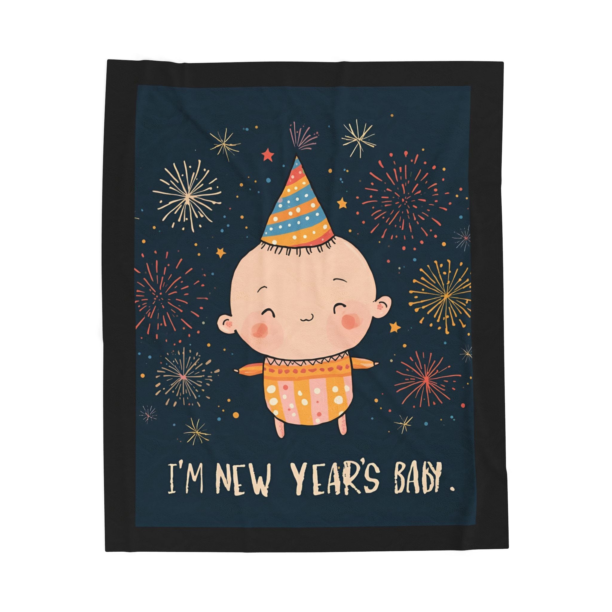 New Year's Baby Velveteen Plush Blanket, Cozy Blanket, Baby Shower Gift, Nursery Decor, Holiday Gift