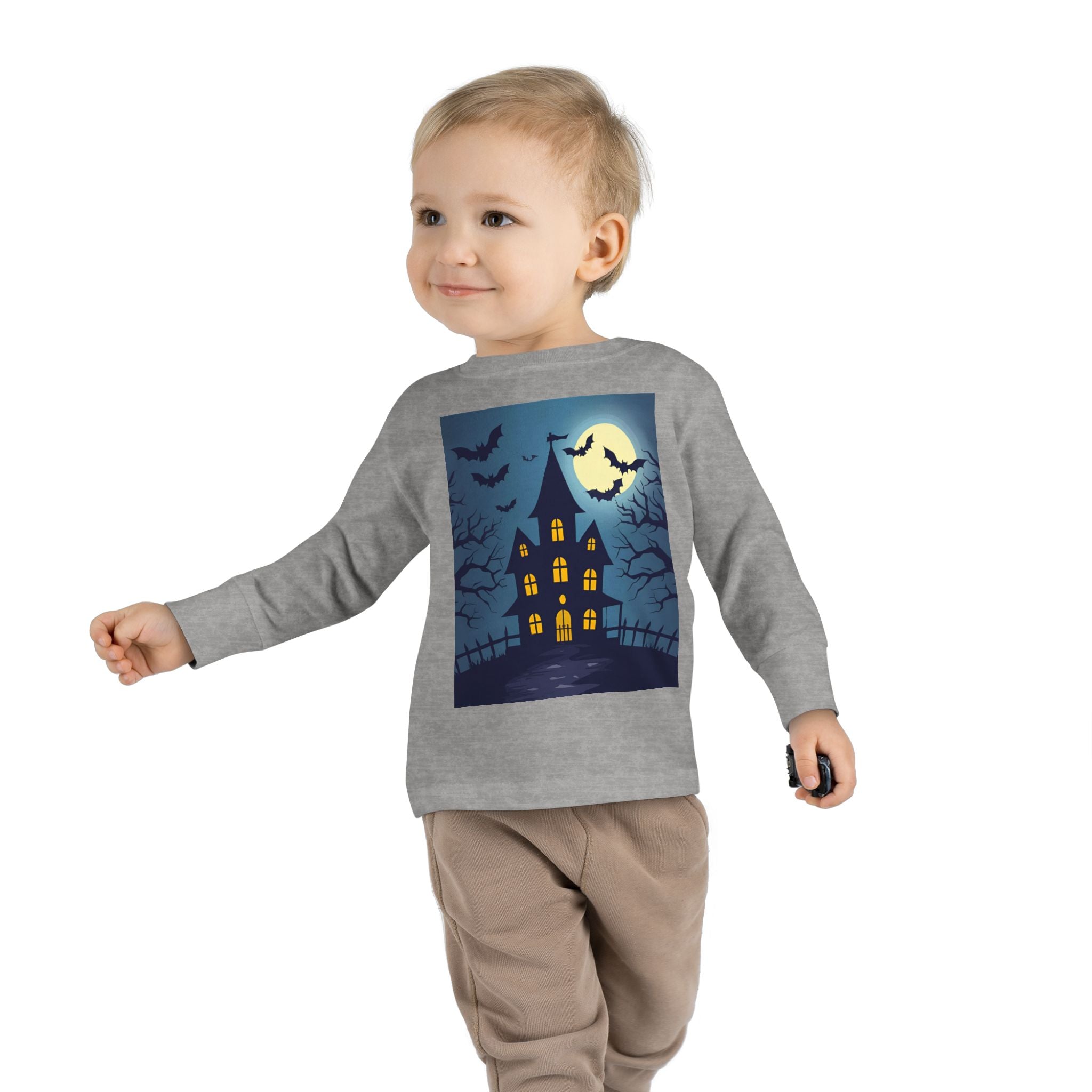 Halloween Haunted House Toddler Halloween Long Sleeve Tee, Spooky Haunted House Shirt, Kids Halloween Costume Top, Fall Festive Apparel, Trick or Treat Clothing