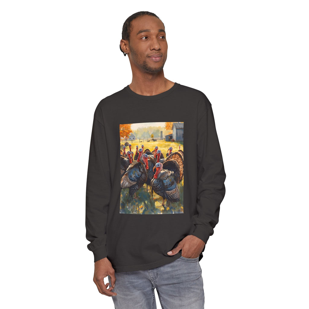 Thanksgiving Turkey Unisex Garment-dyed Long Sleeve T-Shirt