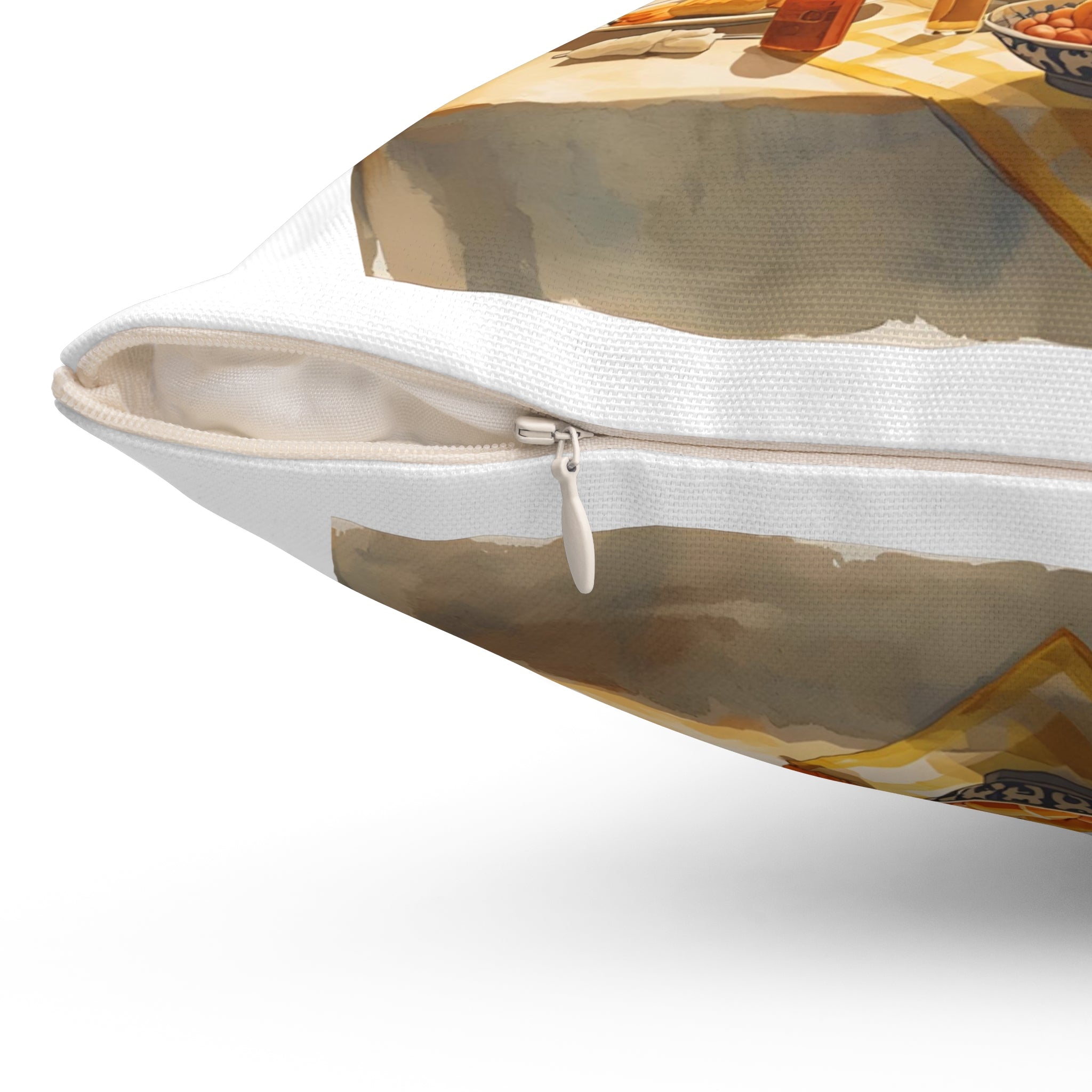 Thankful Family Dinner Spun Polyester Square Pillow