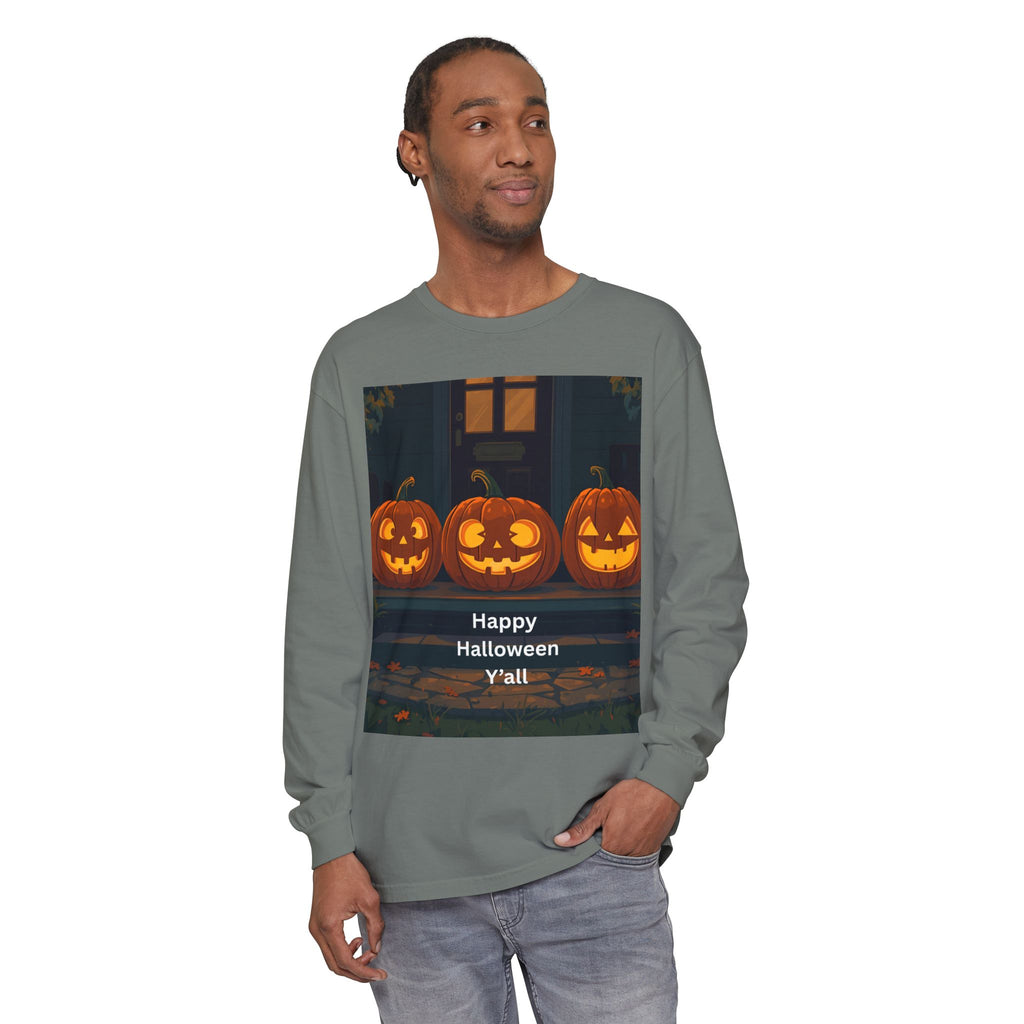 Halloween Pumpkin Long Sleeve T-Shirt, Fall Apparel, Comfortable Shirt, Unisex Halloween Tee, Seasonal Gift, Spooky Vibes