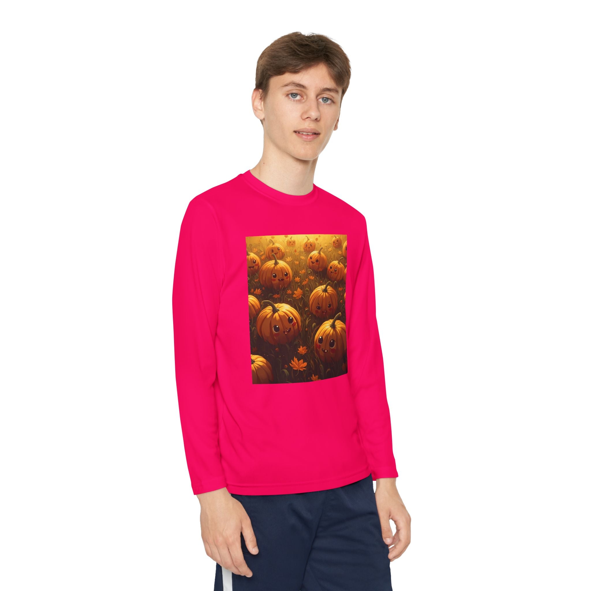 Happy Halloween Pumpkin Youth Long Sleeve Competitor Tee