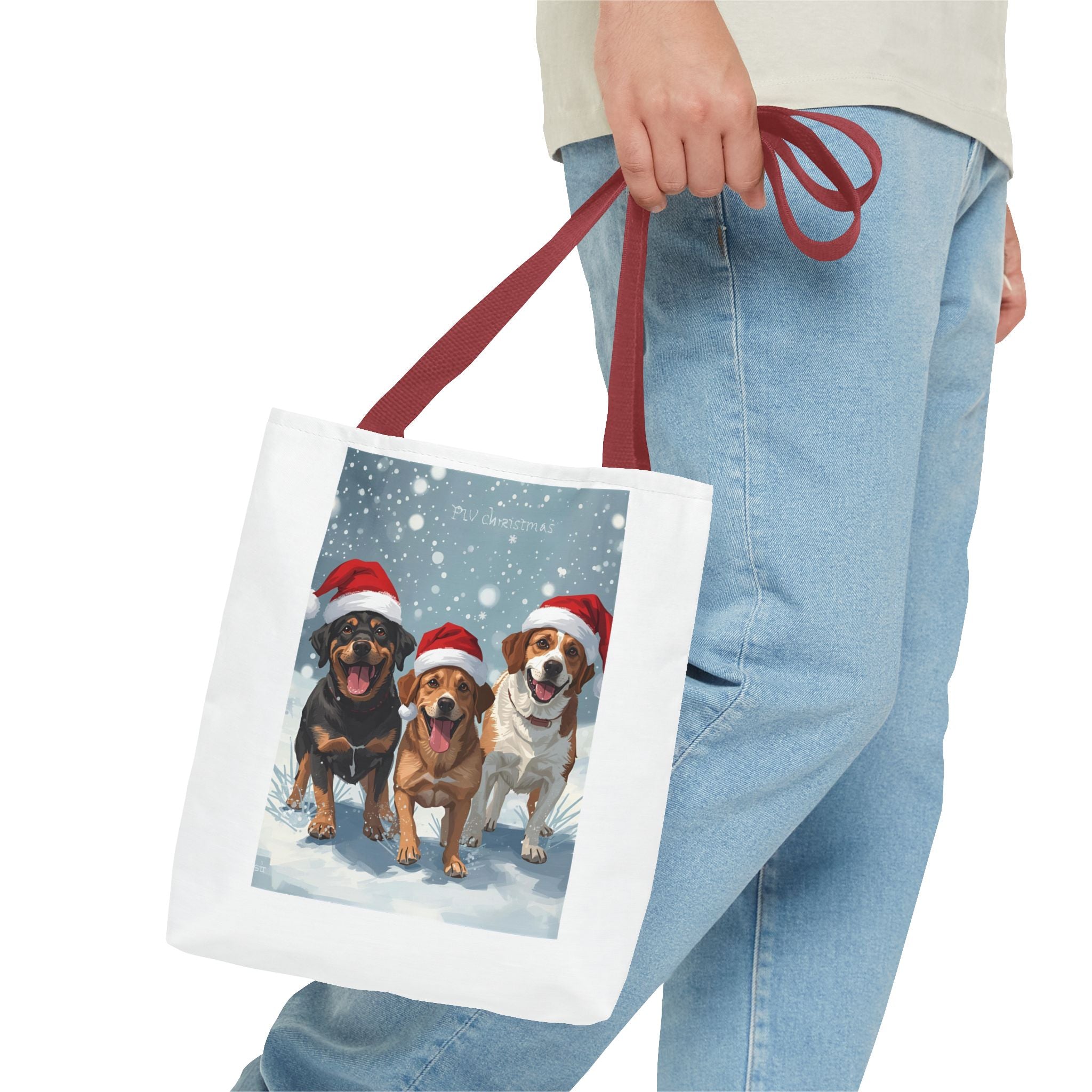 Christmas Dogs Tote Bag | Festive Pet Lover Gift, Snowy Holiday Shopping, Cute Animal Tote, Winter Accessory, Gift for Dog Owners