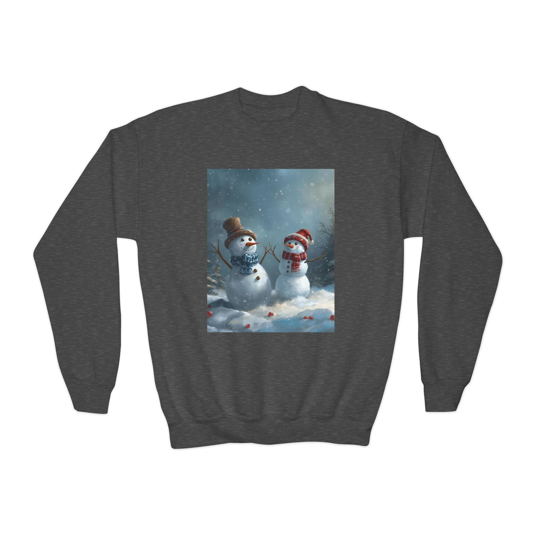 Christmas Snowman Family Youth Crewneck Sweatshirt