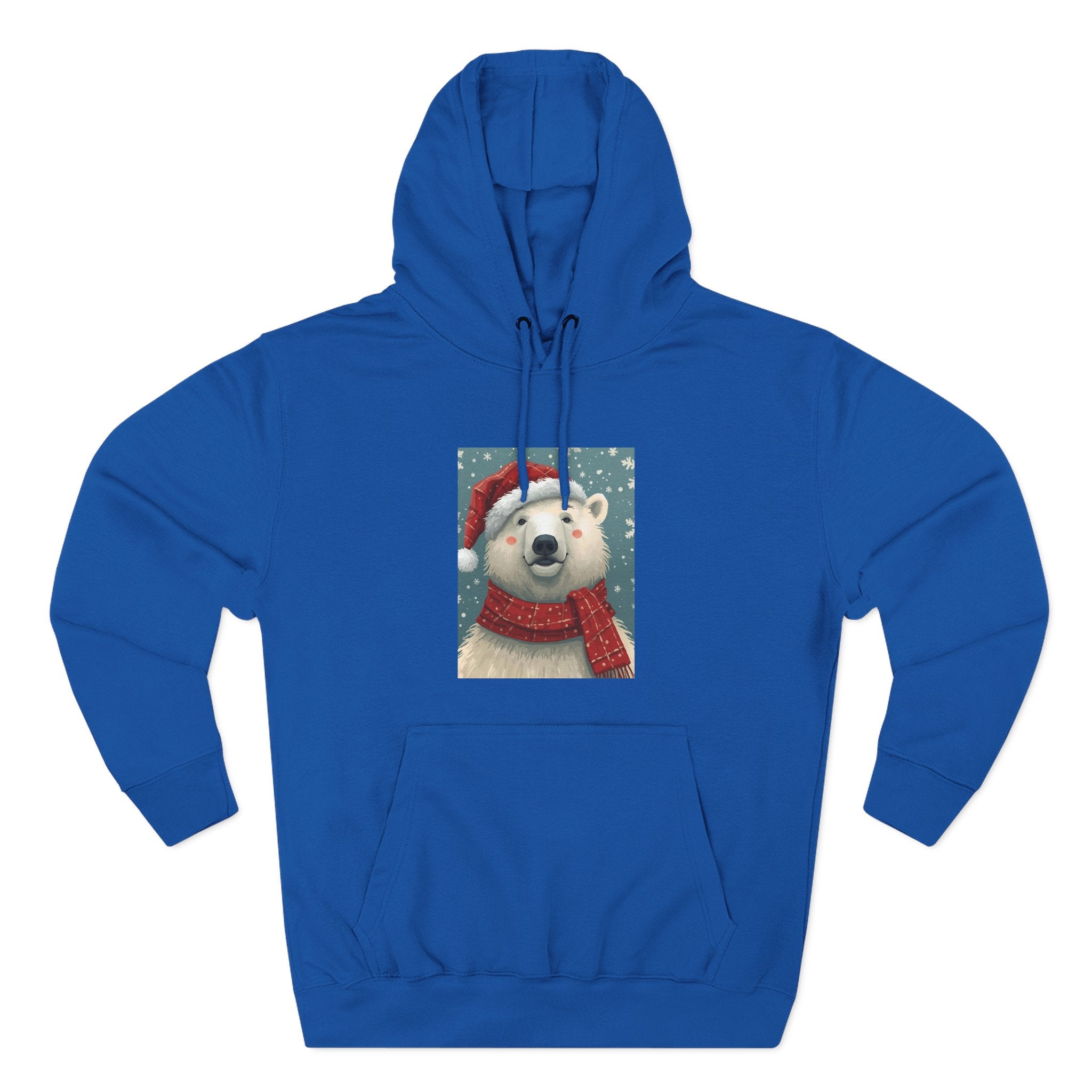 Cozy Polar Bear Holiday Hoodie, Winter Fleece Sweatshirt, Christmas Gift, Cute Animal Hoodie, Festive Apparel, Seasonal Wear