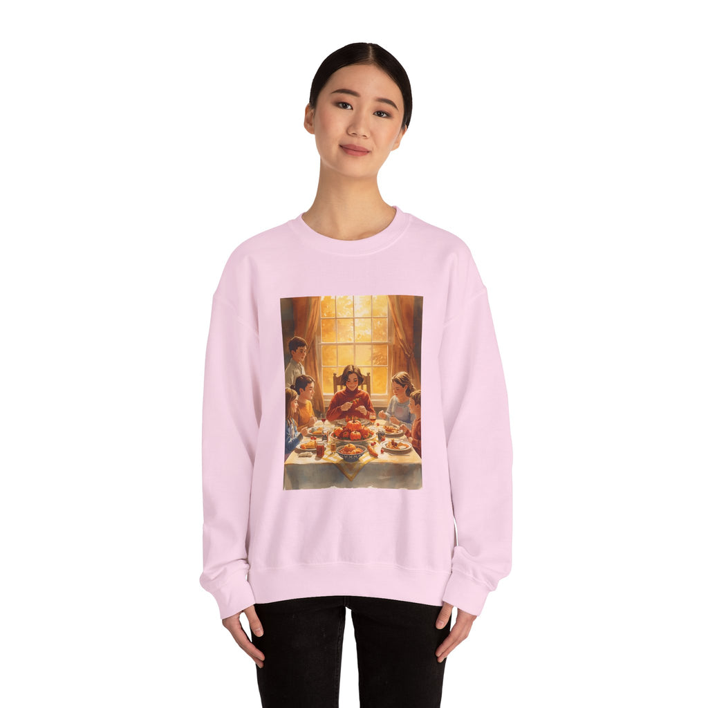 Cozy Family Dinner Crewneck Sweatshirt | Warm Winter Apparel, Casual Layering, Gift for Holidays, Family Gatherings, Nostalgic Artwork