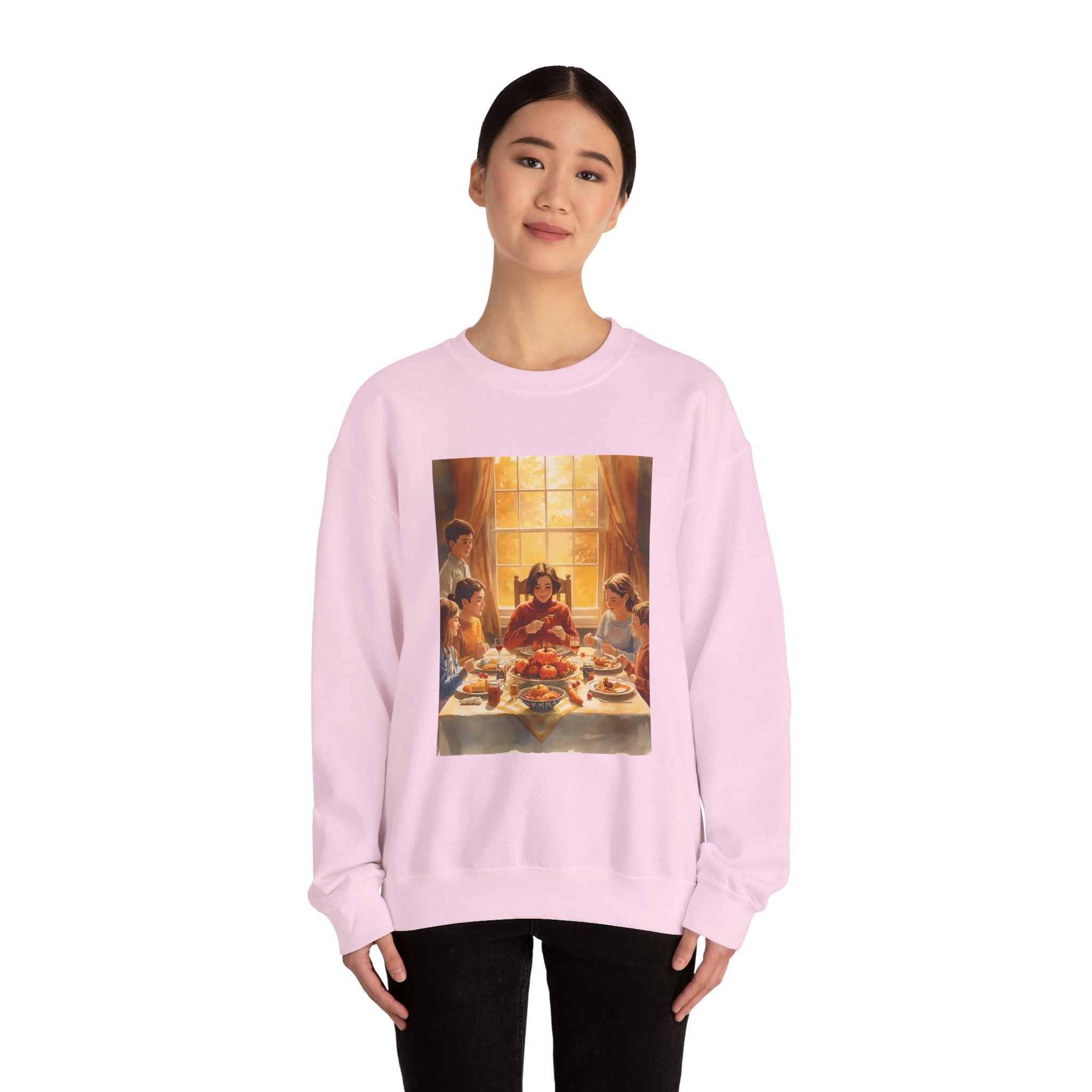 Cozy Family Dinner Crewneck Sweatshirt | Warm Winter Apparel, Casual Layering, Gift for Holidays, Family Gatherings, Nostalgic Artwork