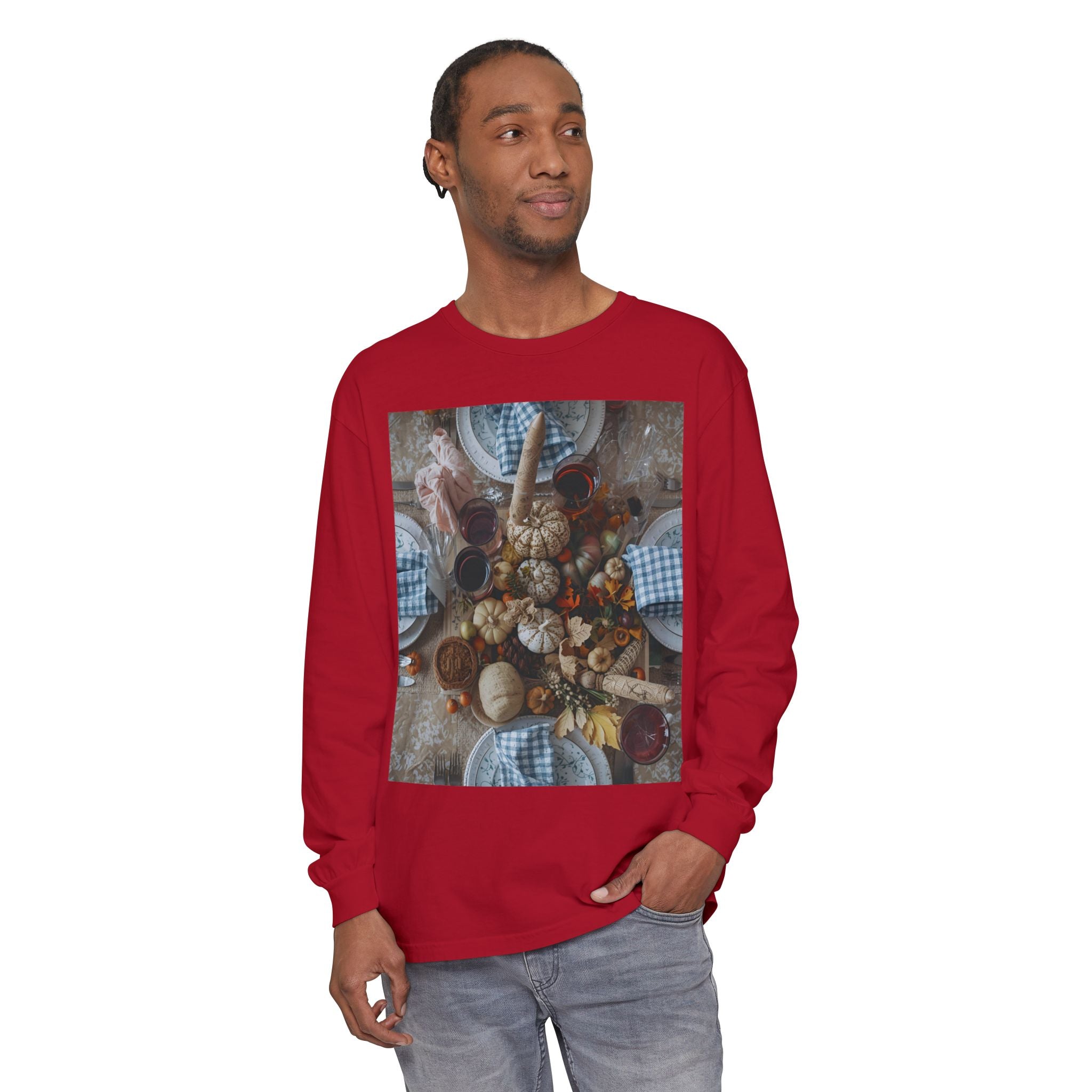 Rustic Gatherings Festive Long Sleeve T-Shirt for Gatherings, Casual Wear, Thanksgiving Shirt, Cozy Gift, Holiday Celebration Tee