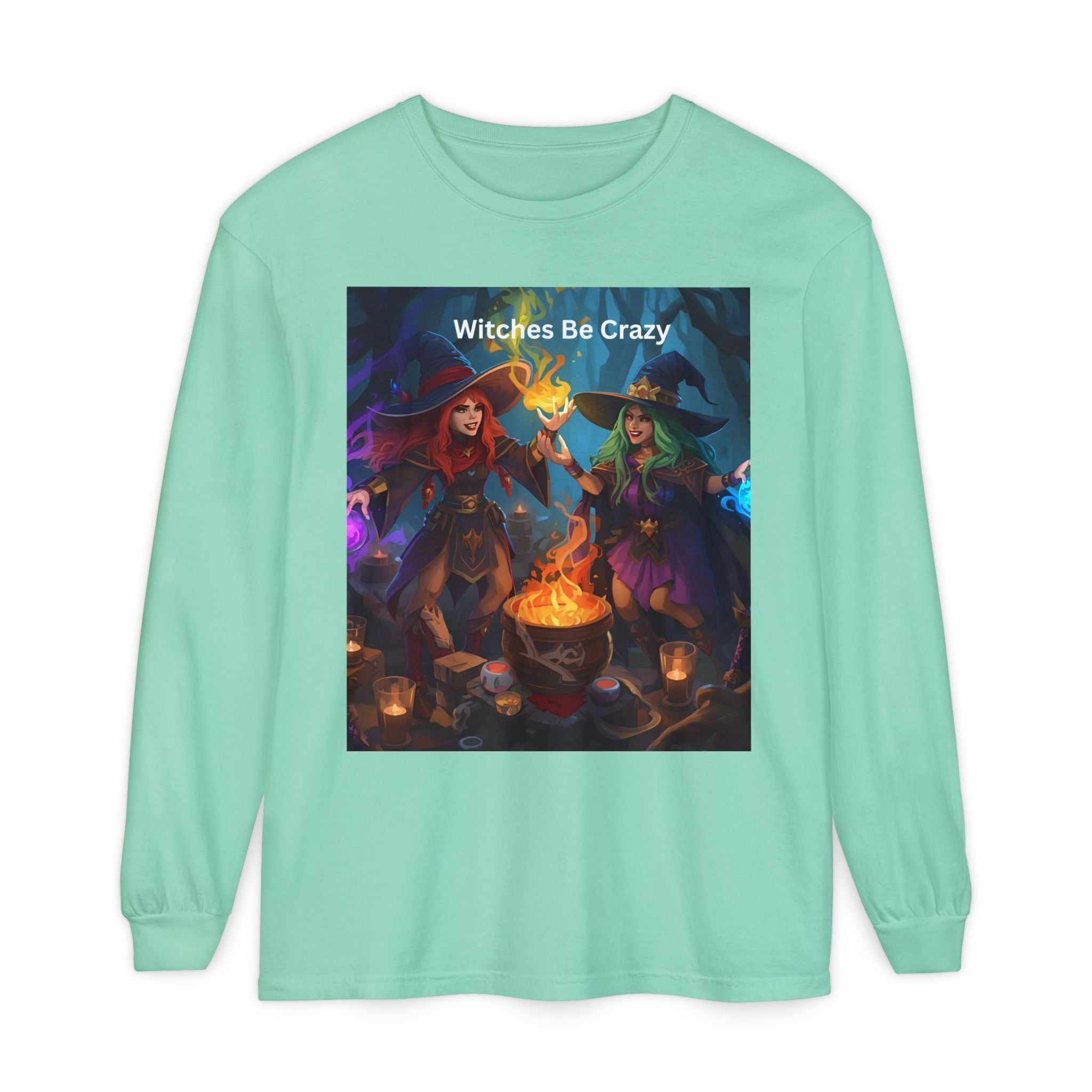 Spooky Halloween Witches Be Crazy Long Sleeve T-Shirt, Halloween Top, Witchy Apparel, Unisex Shirt, Spooky Gift, Casual Wear