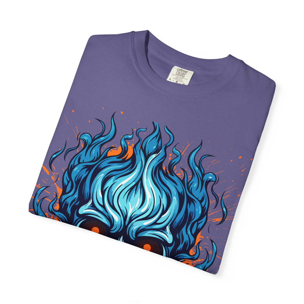 Flaming Skull T-Shirt, Unisex Graphic Tee, Edgy Casual Wear, Halloween Apparel, Gift for Rock Music Fans