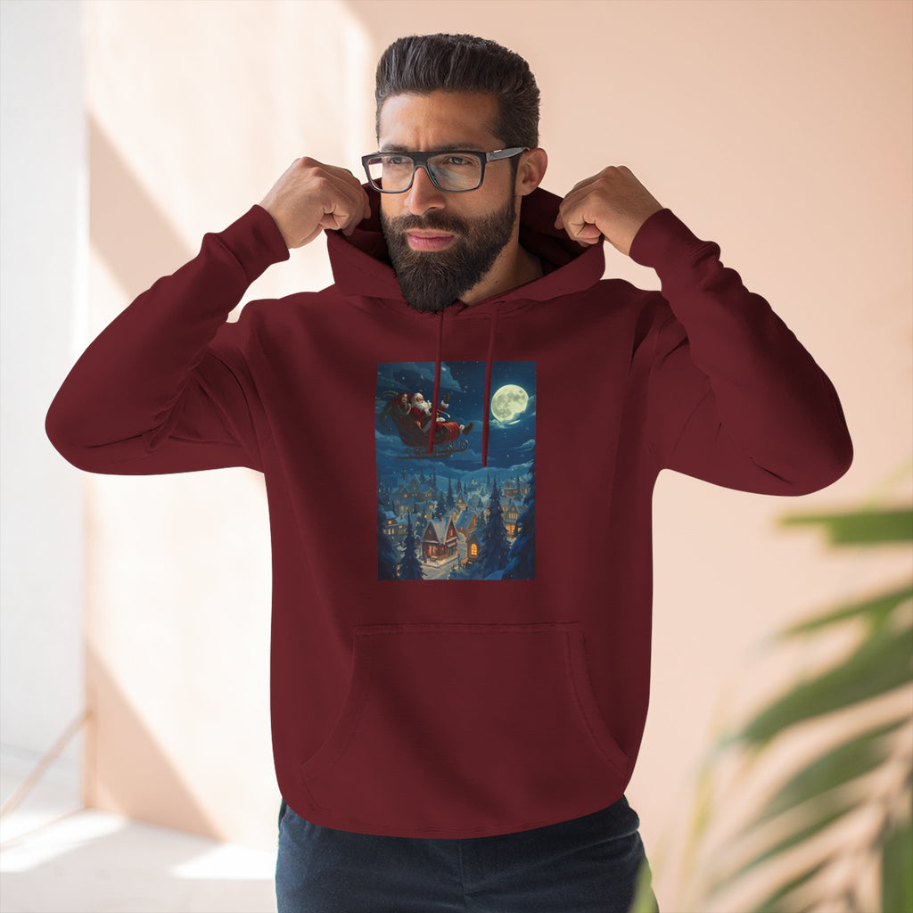 Christmas Santa Sleigh Three-Panel Fleece Hoodie