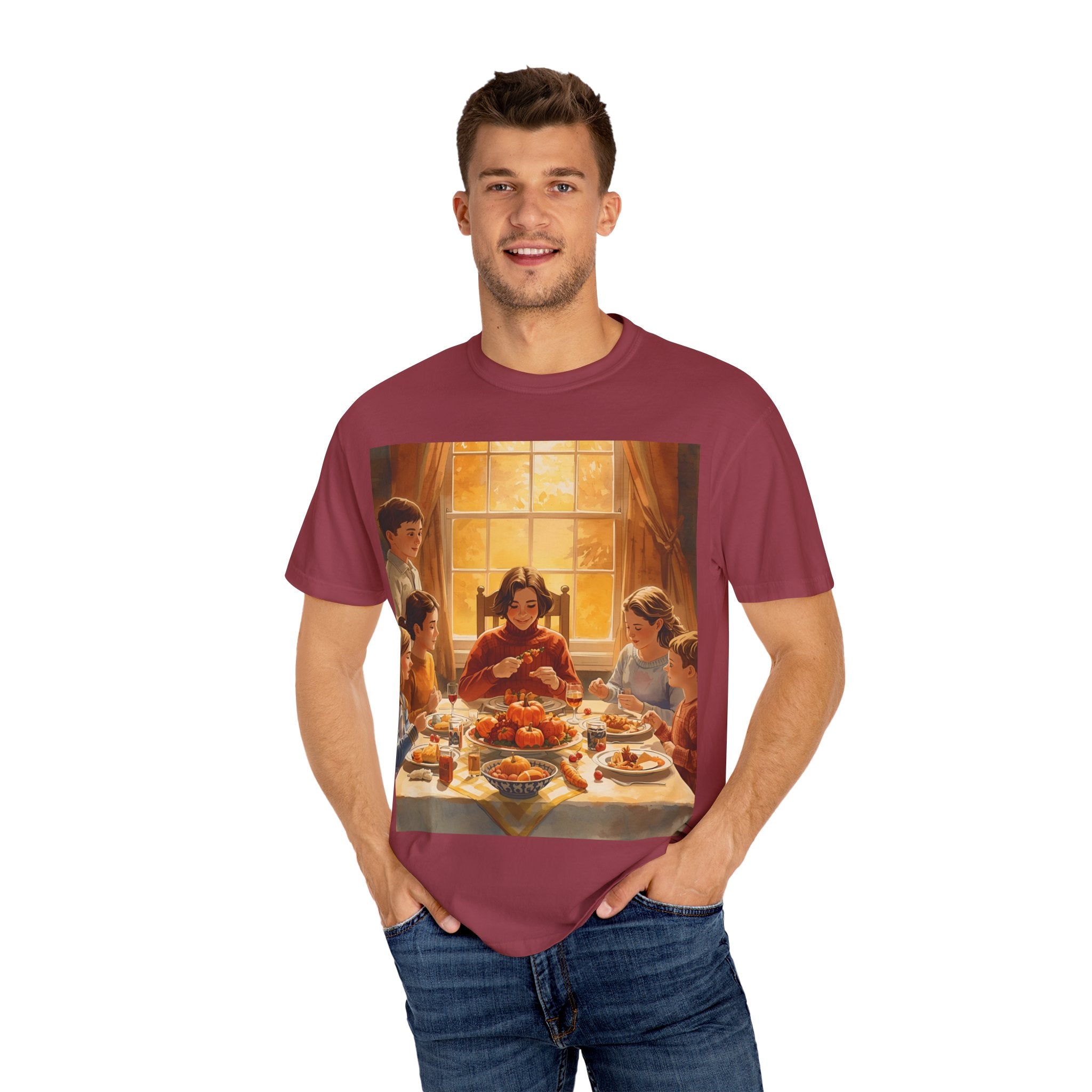Thankful Family Dinner T-shirt, Unisex Tee, Fall Apparel, Cozy Top, Gift for Thanksgiving Lovers, Family Gathering Shirt