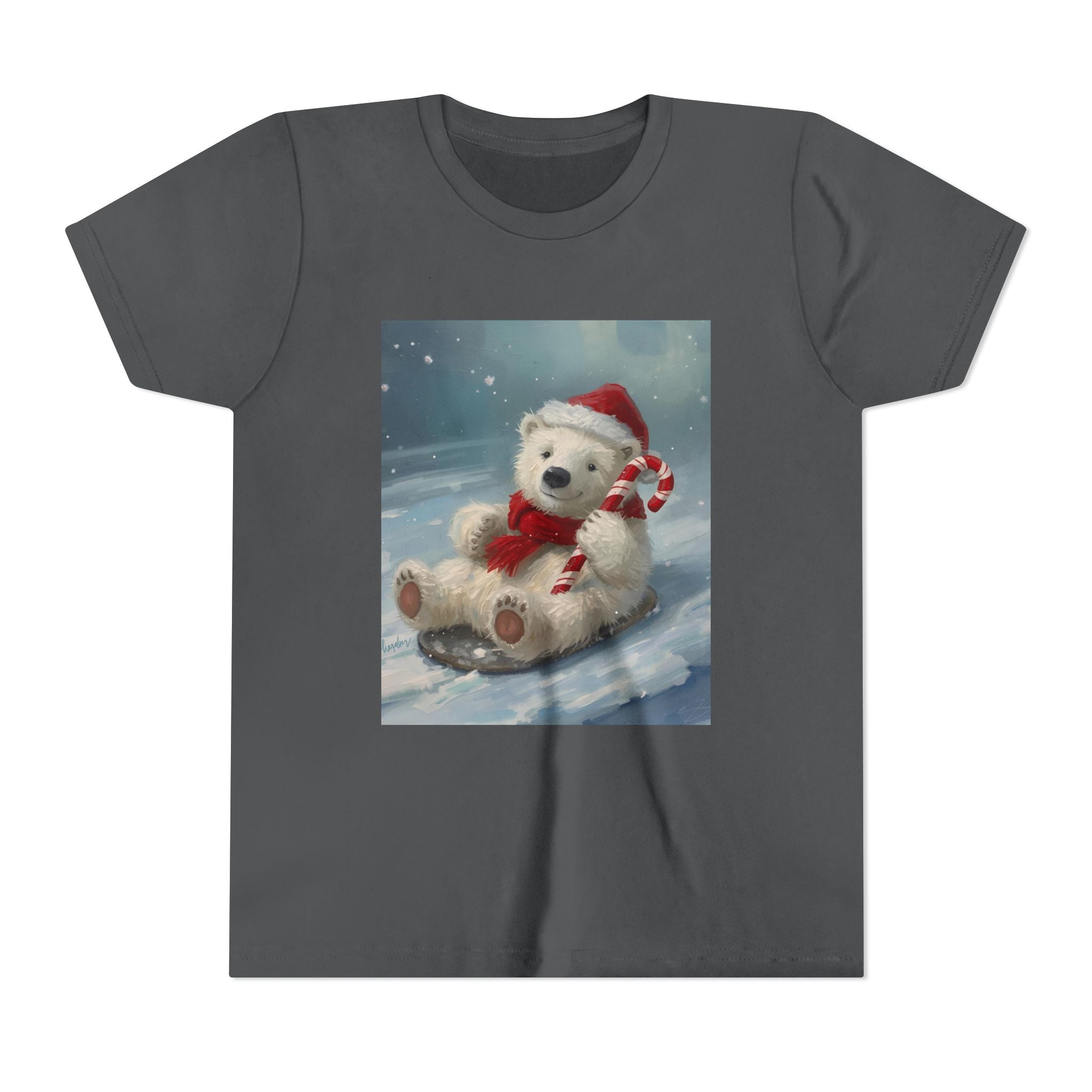 Cute Christmas Bear Youth Short Sleeve Tee